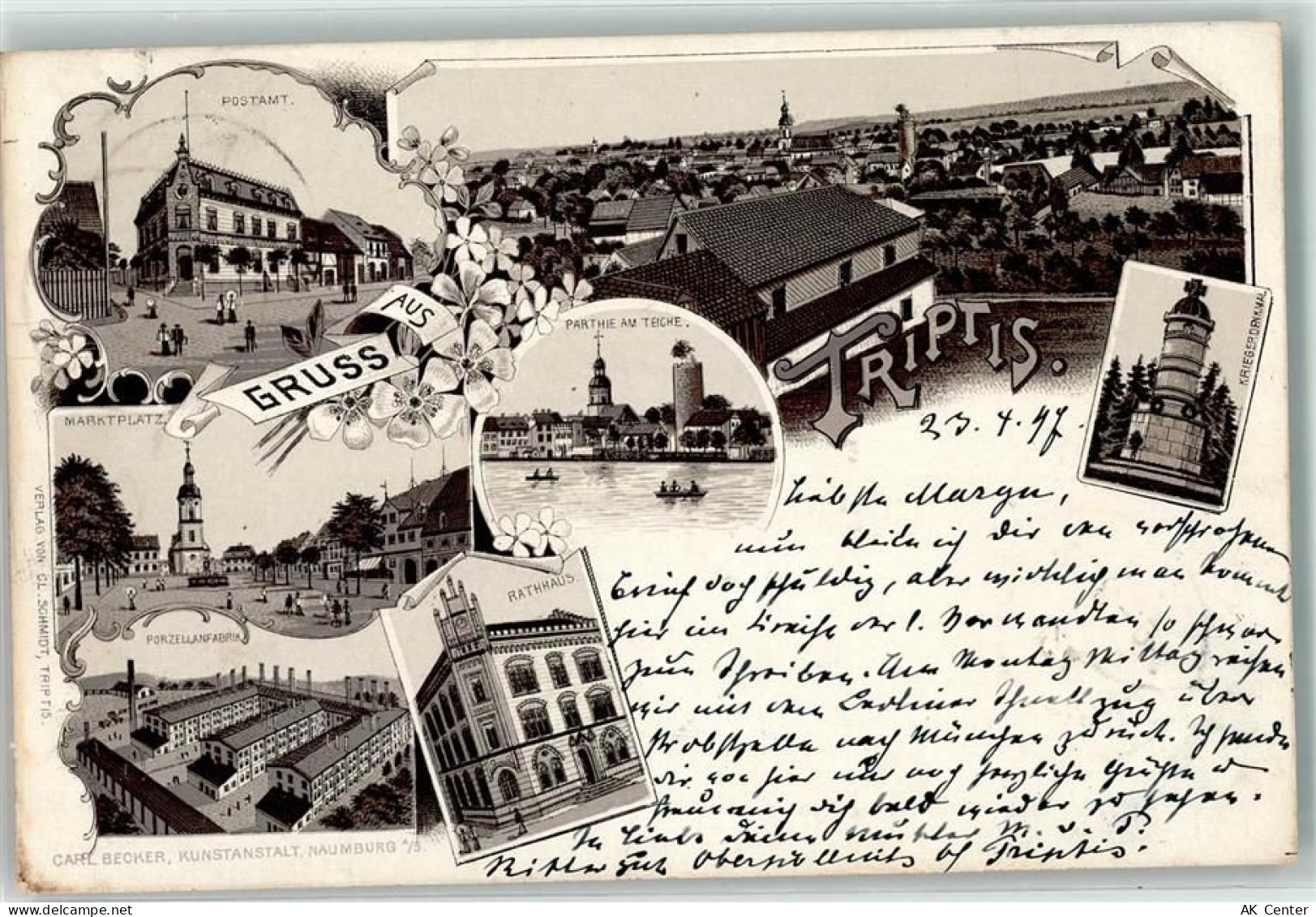 07819 O6712 Triptis 1897 Gebrauchsspuren Vorläufer Rathaus Porzellanfabr... - 13628455