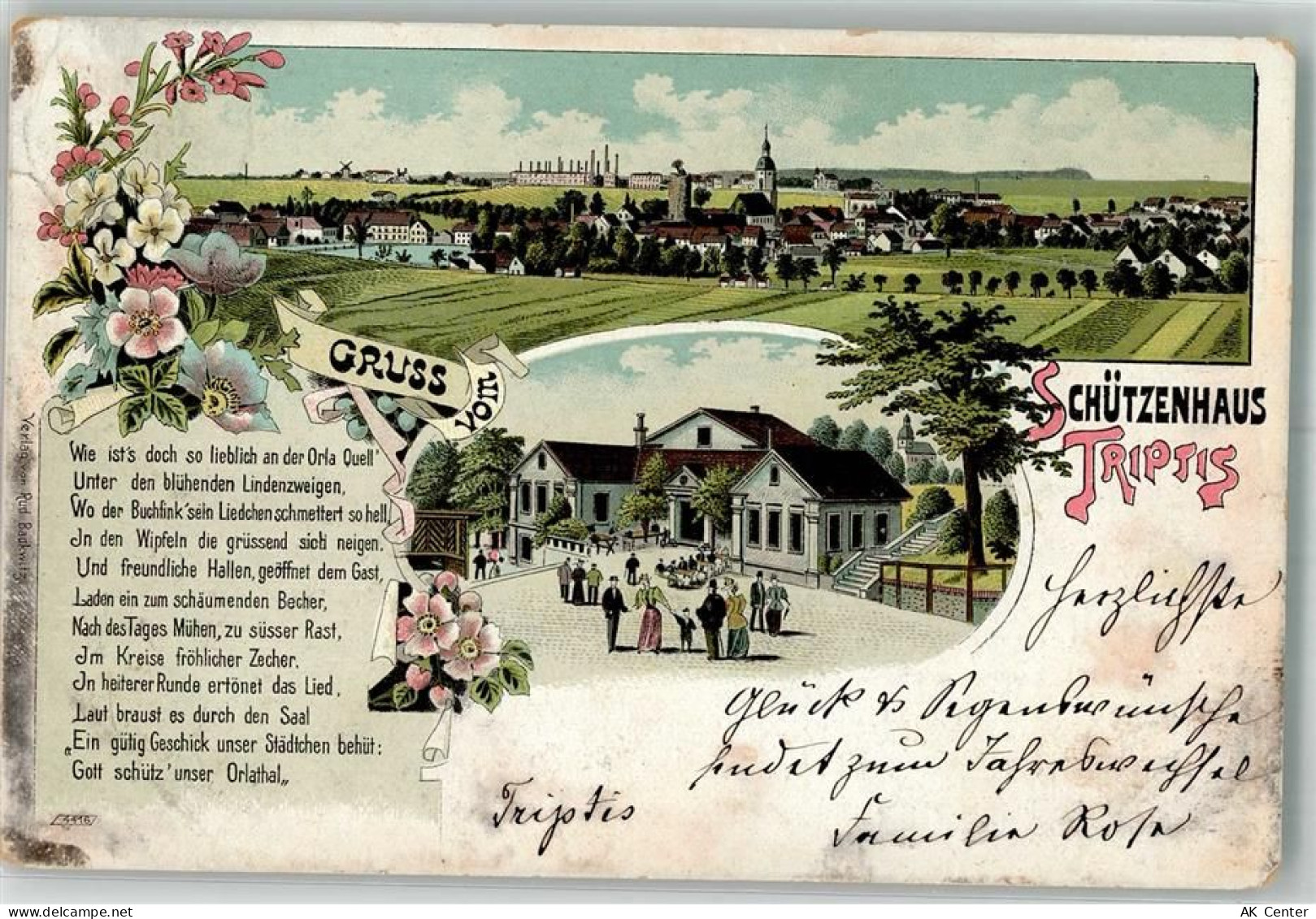 07819 O6712 Triptis 1900 Lithographie Gasthaus Schützenhaus - 13643707