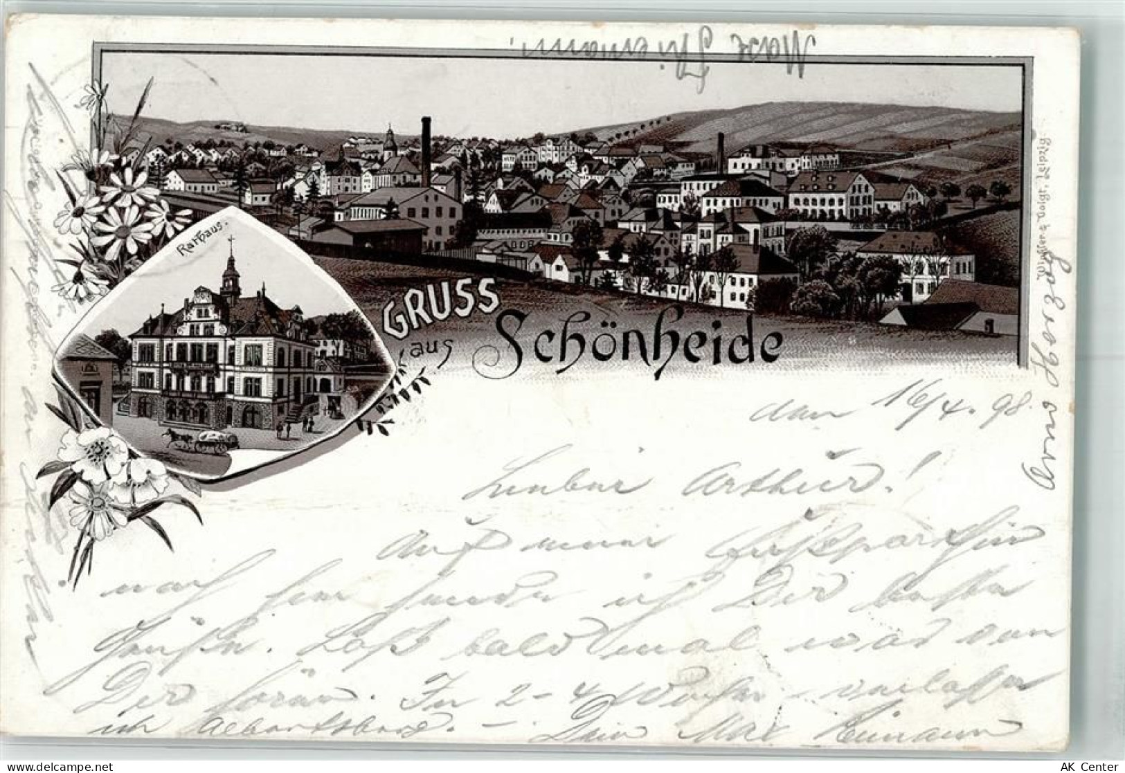 08304 O9413 Schönheide , Erzgeb 1898 Lithographie Rathaus Vorläufer - 13631950