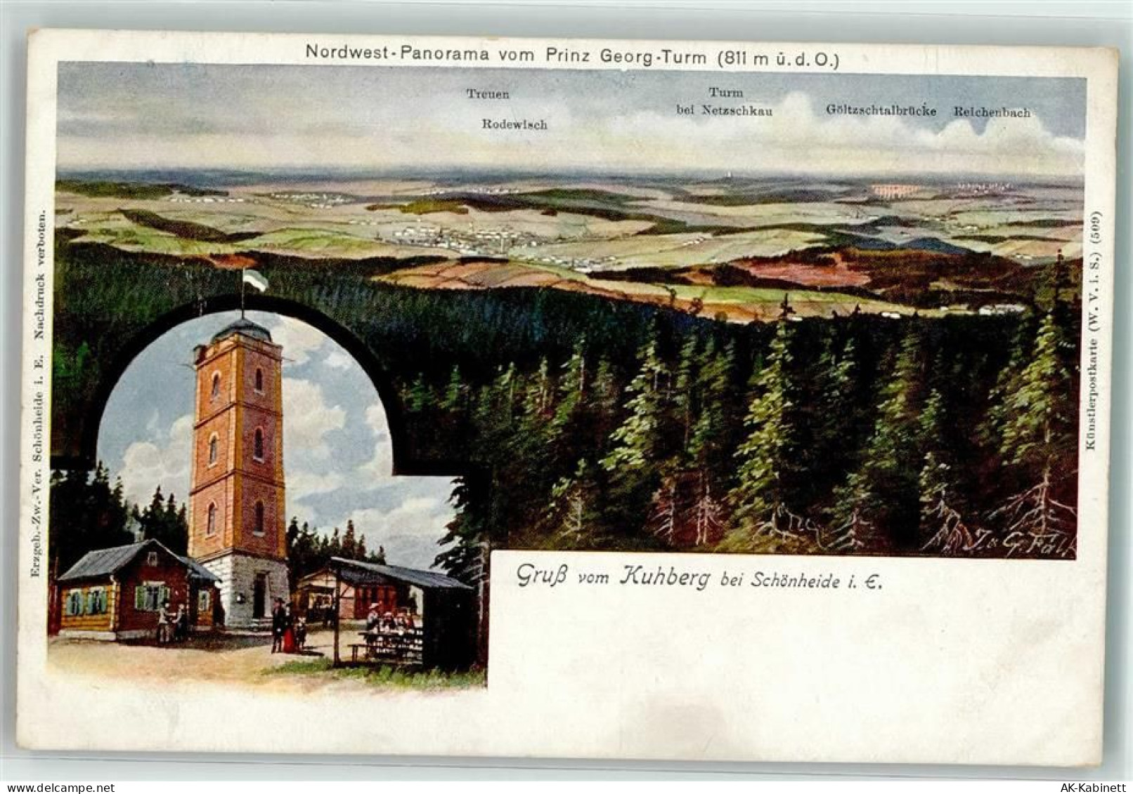 08304 O9413 Schönheide , Erzgeb Künstlerkarte Kuhberg Prinz Georg Turm... - 39520625