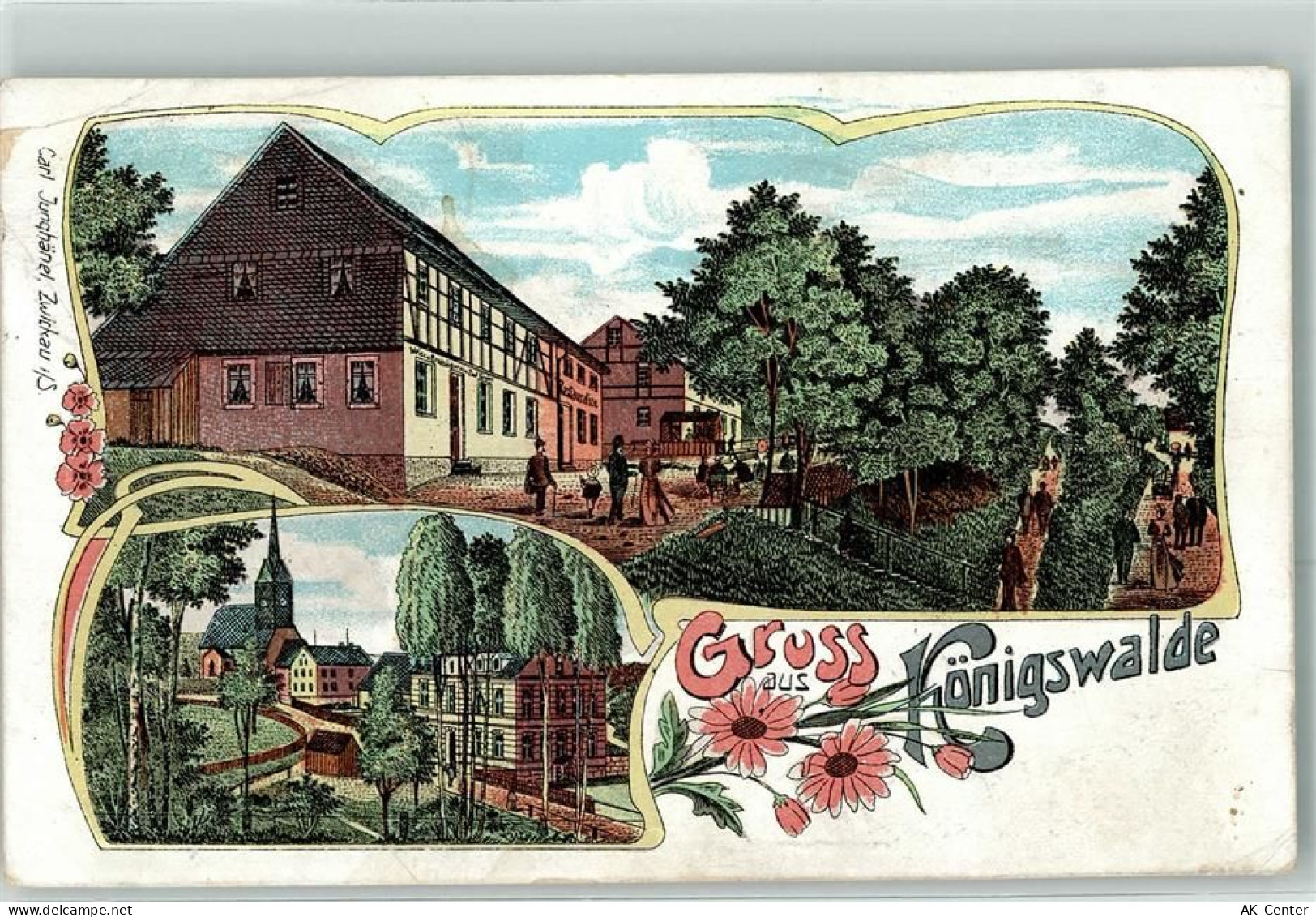 08412 O9621 Königswalde b Werdau, Sachs Gebrauchsspuren Lithographie - 13612892