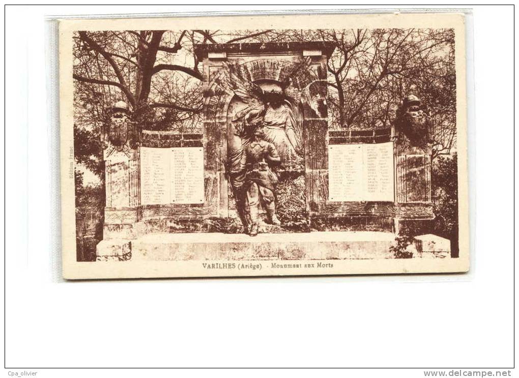 09 VARILHES Monument aux Morts, Guerre 1914-18, ed ERA, 193?