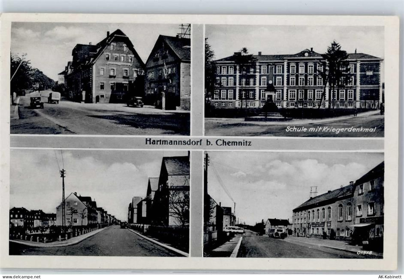 09232 O9116 Hartmannsdorf b Chemnitz, Sachs - Schule Kriegerdenkmal Auto... - 51597107