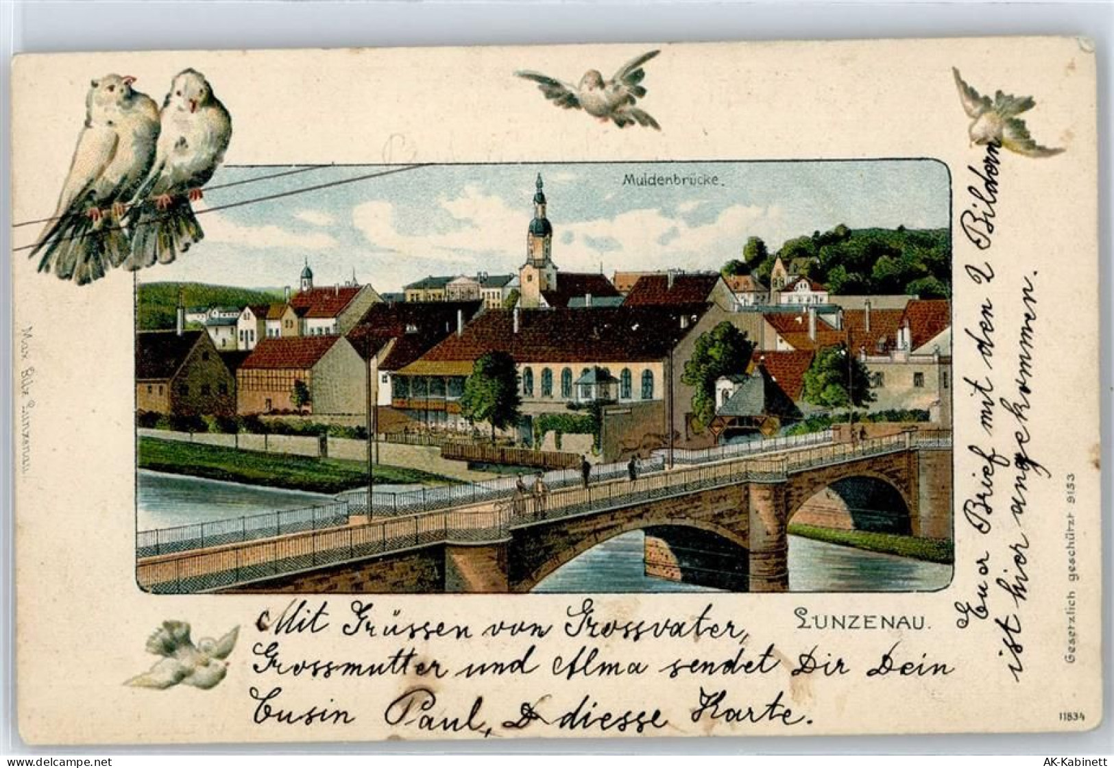 09328 O9293 Lunzenau Lithographie Muldenbrücke 1901 - 51196509
