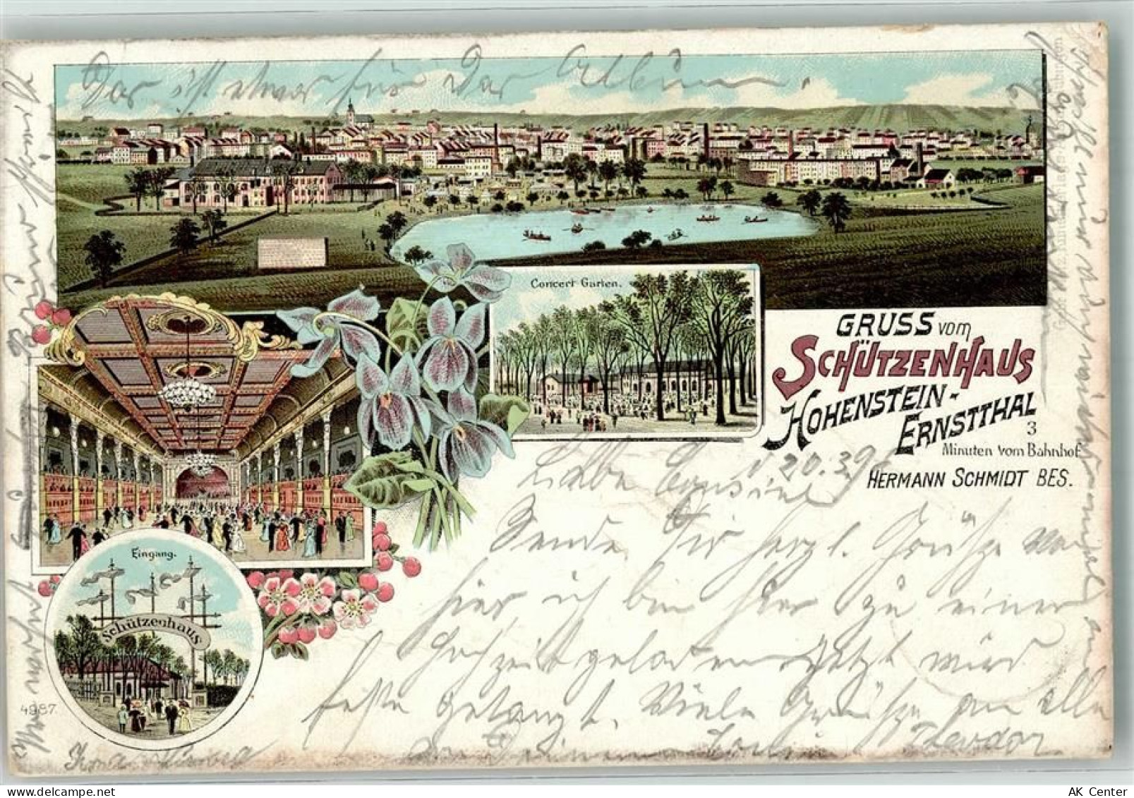 09337 O9270 Hohenstein-Ernstthal 1898 Lithographie Gasthaus Schützenhaus... - 13639773