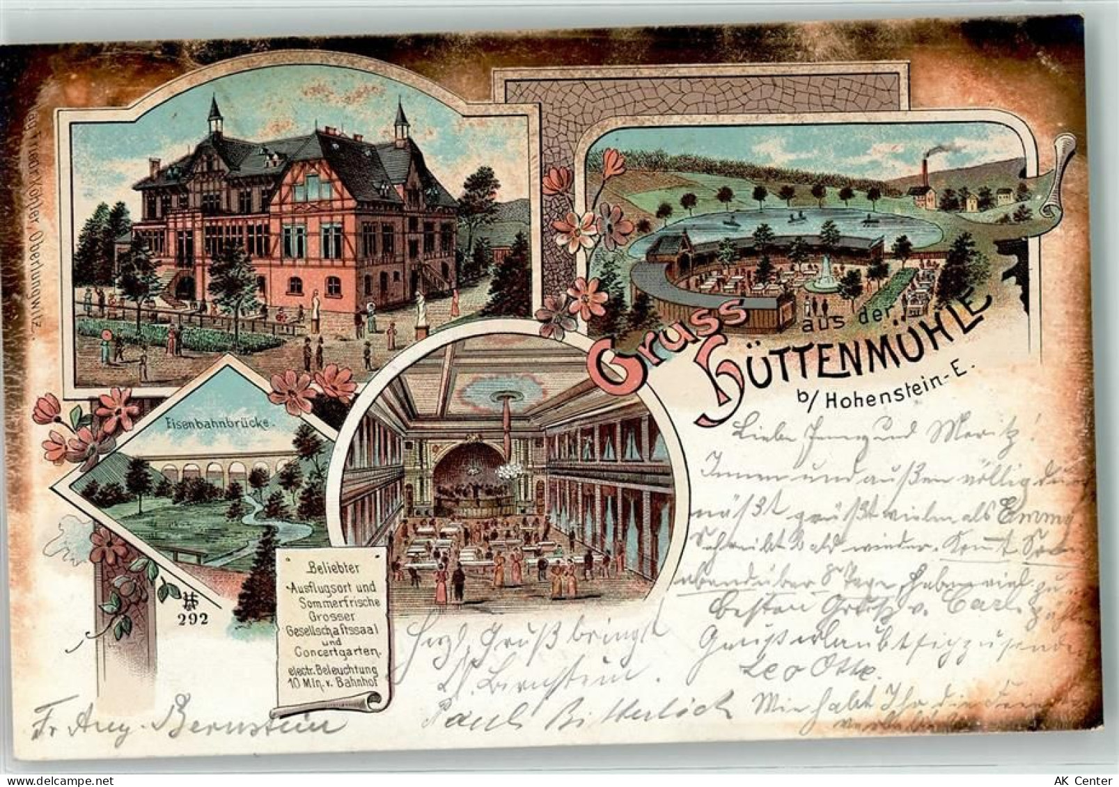 09337 O9270 Hohenstein-Ernstthal 1899 Lithographie Eisenbahnbrücke Gasth... - 13608628
