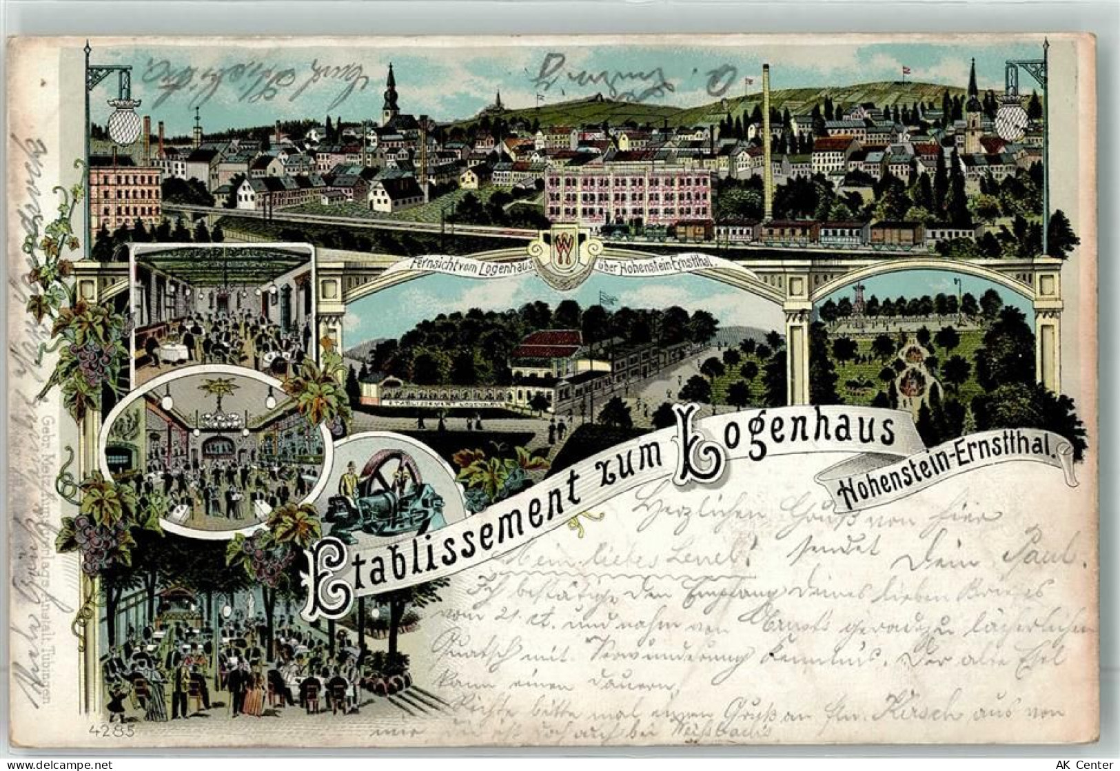 09337 O9270 Hohenstein-Ernstthal 1900 Lithographie Etablissement Zum Log... - 13618721