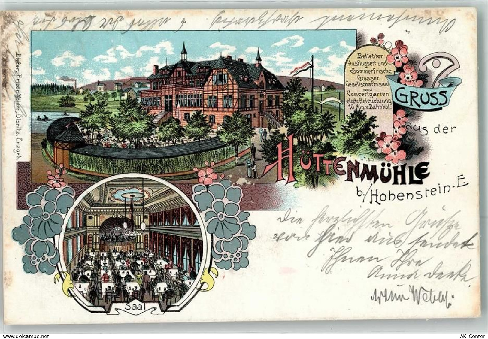 09337 O9270 Hohenstein-Ernstthal 1902 Lithographie Gasthaus Hüttenmühle... - 13615010