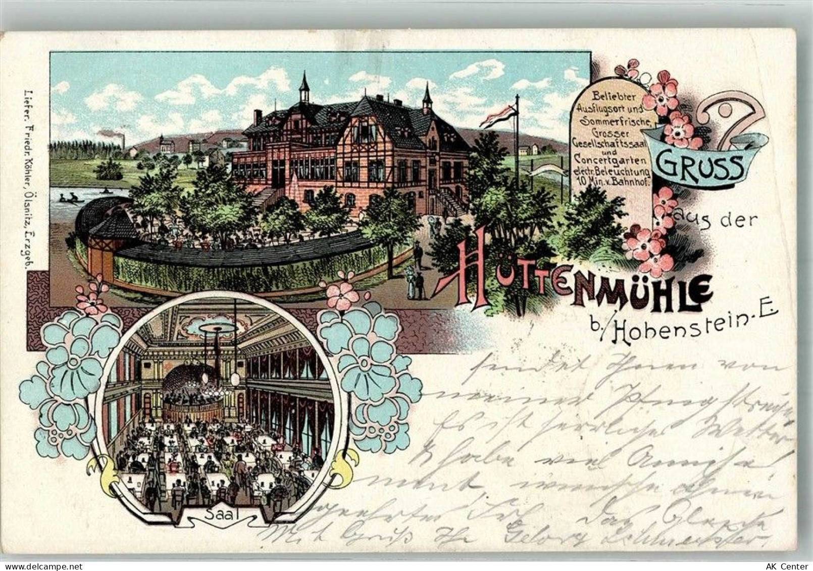 09337 O9270 Hohenstein-Ernstthal 1903 Lithographie Gasthaus Hüttenmühle ... - 13668388