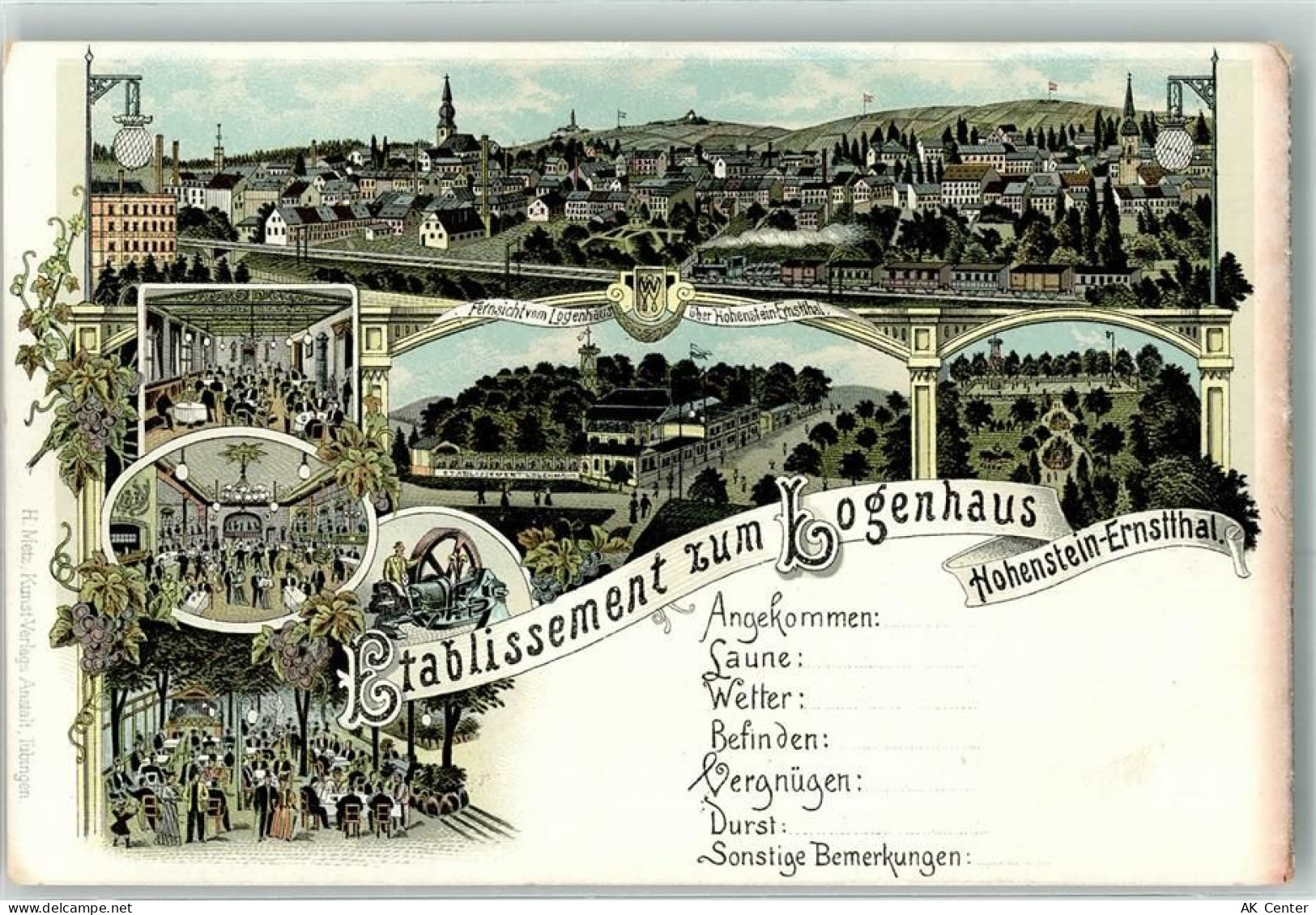 09337 O9270 Hohenstein-Ernstthal Lithographie Gasthaus Etablissement Zum... - 13611980