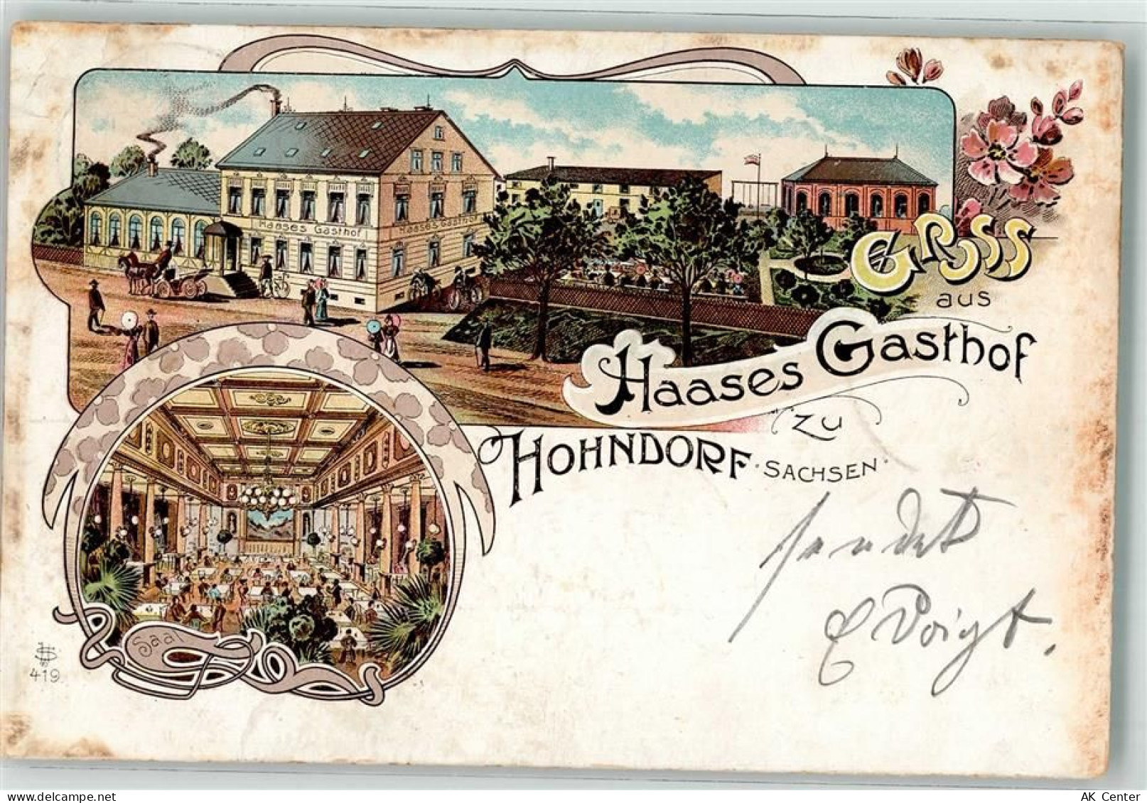09394 O9158 Hohndorf b Stollberg, Erzgeb 1900 Lithographie Gasthaus Haas... - 13629333