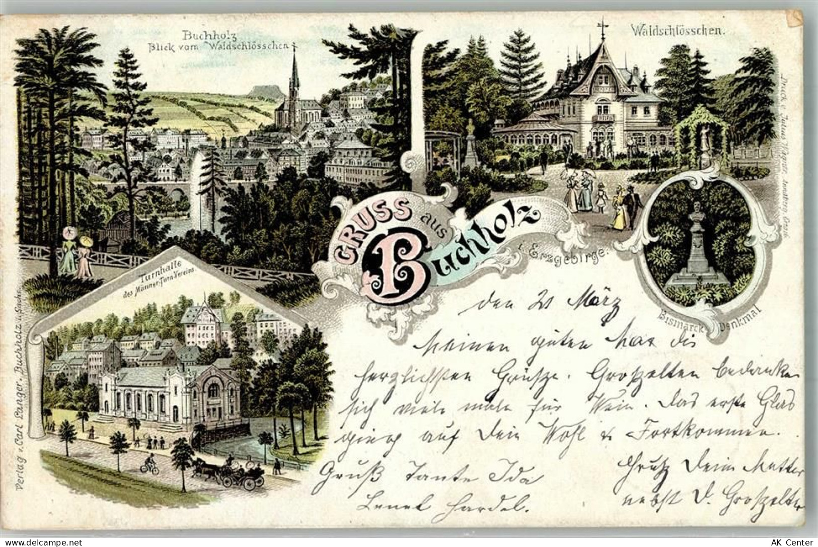 09456 O9300 Annaberg-Buchholz 1898 Lithographie Gasthaus Waldschlösschen... - 13655373