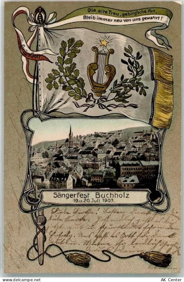 09456 O9300 Annaberg-Buchholz 1903 - Sängerfest 1903 Fahne Lyra Altstadt... - 13627922