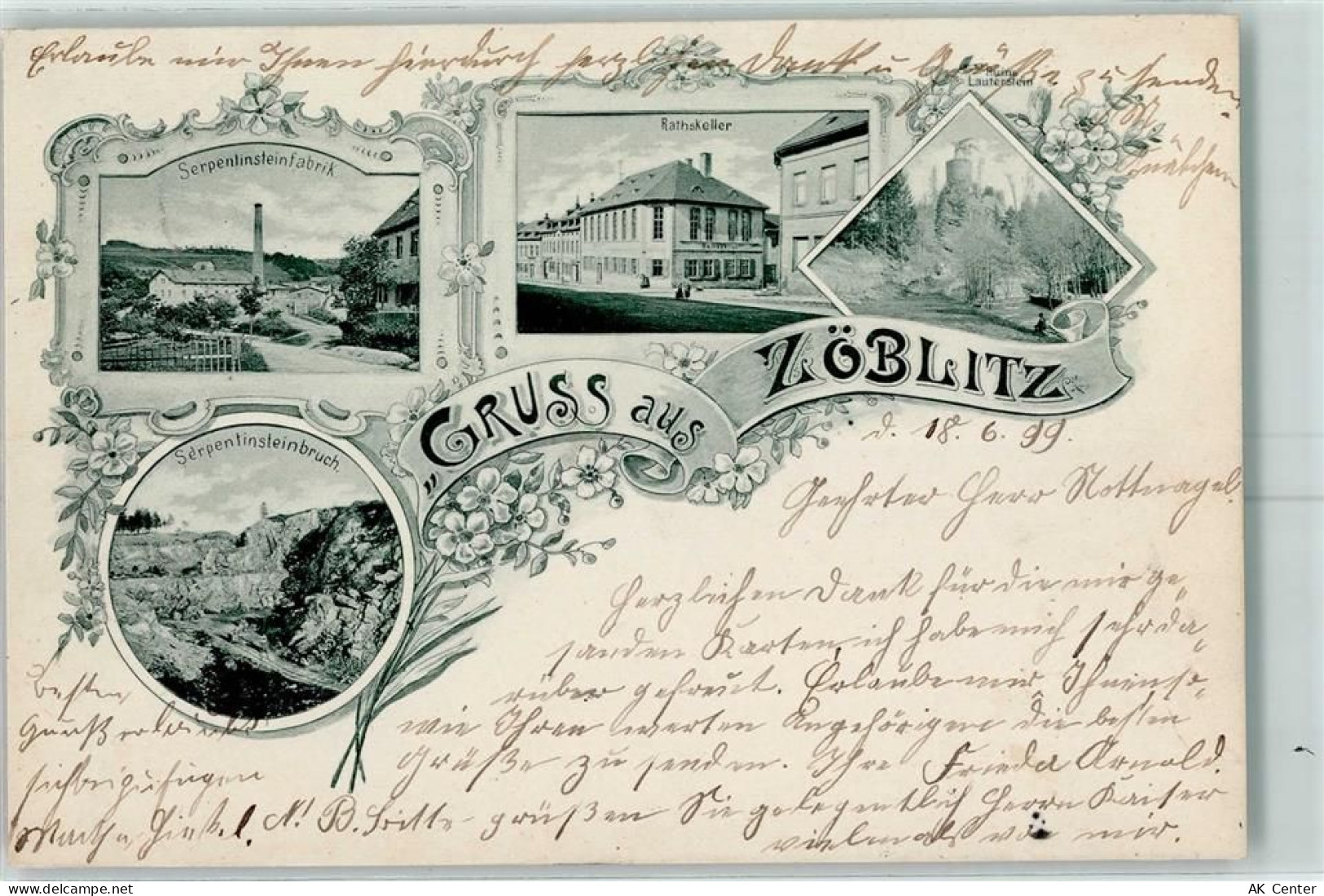 09517 O9347 Zöblitz 1899 - Serpentinsteinfabrik Rathskeller Ruine Lauter... - 13602916