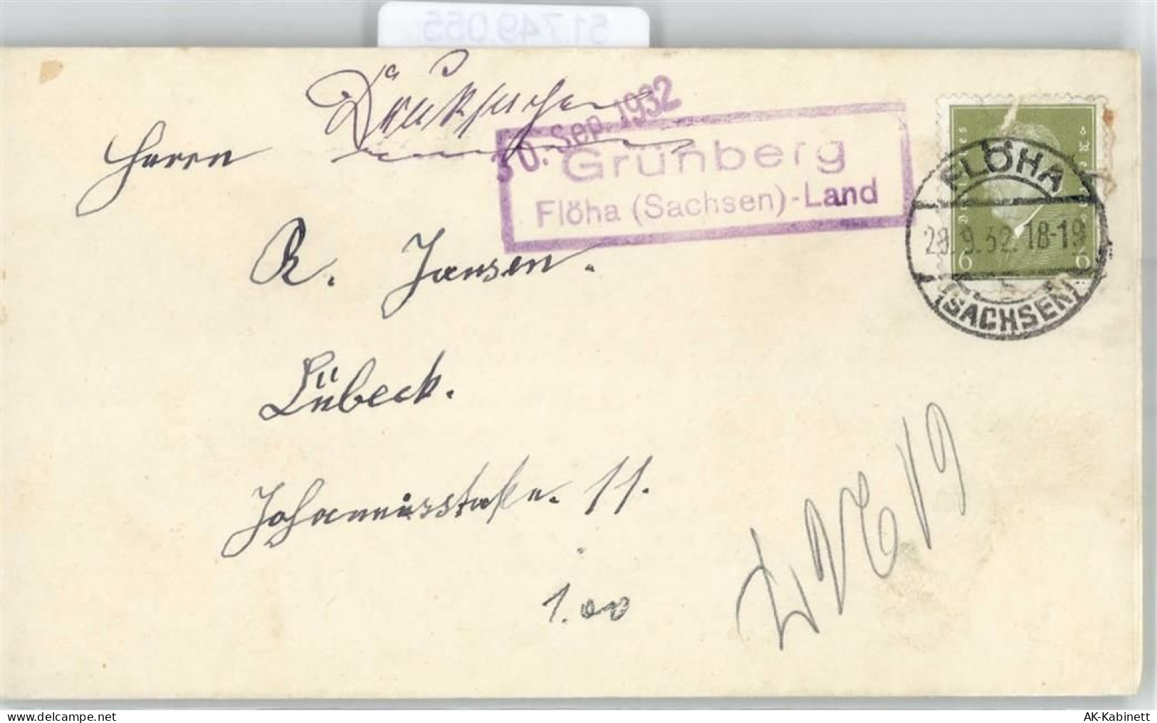 09573 O9381 Grünberg b Flöha - Landpoststempel - 51749055