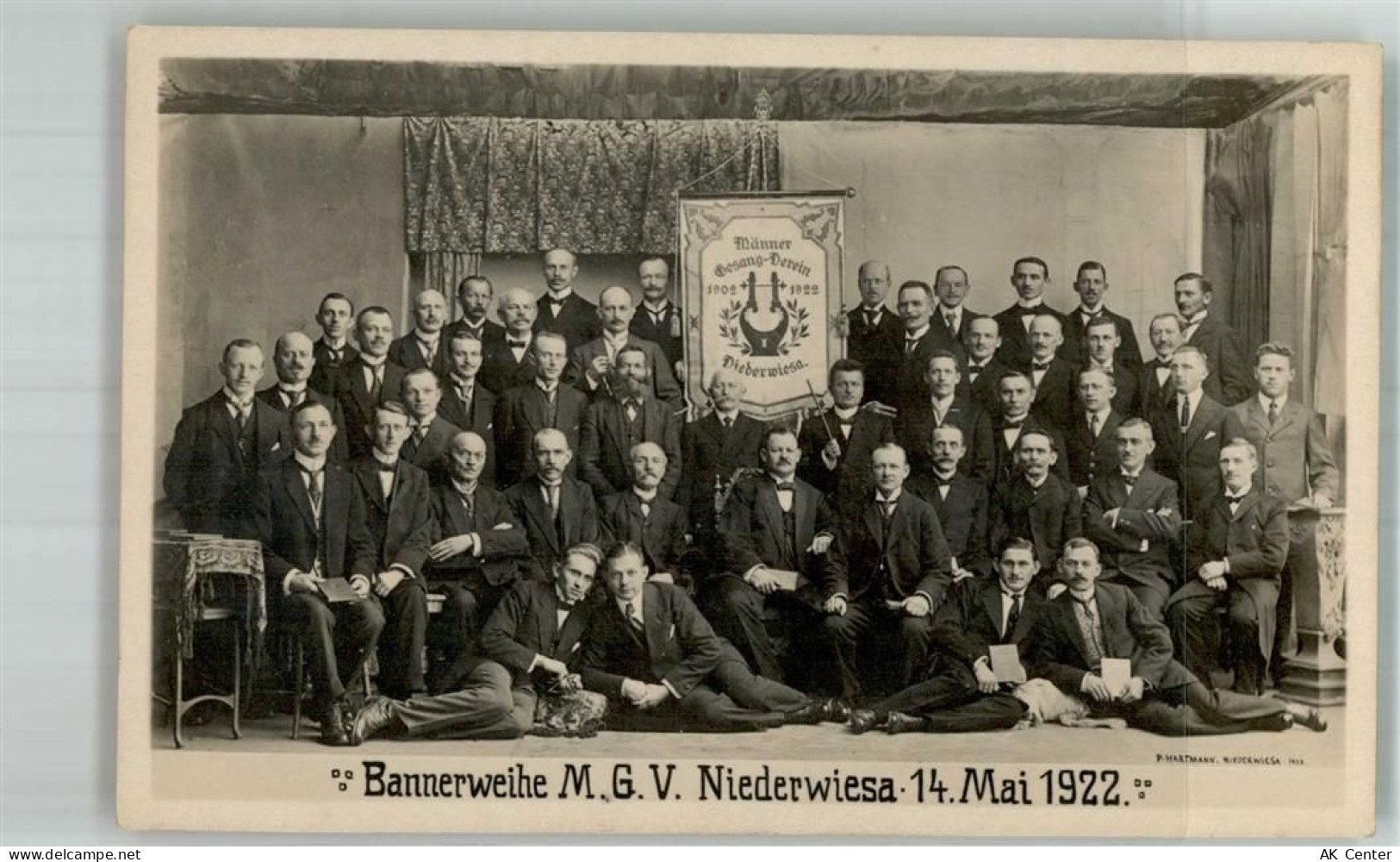 09577 O9387 Niederwiesa 1922 Foto AK Männer Gesangsverein Niederwiesa Ba... - 13665596
