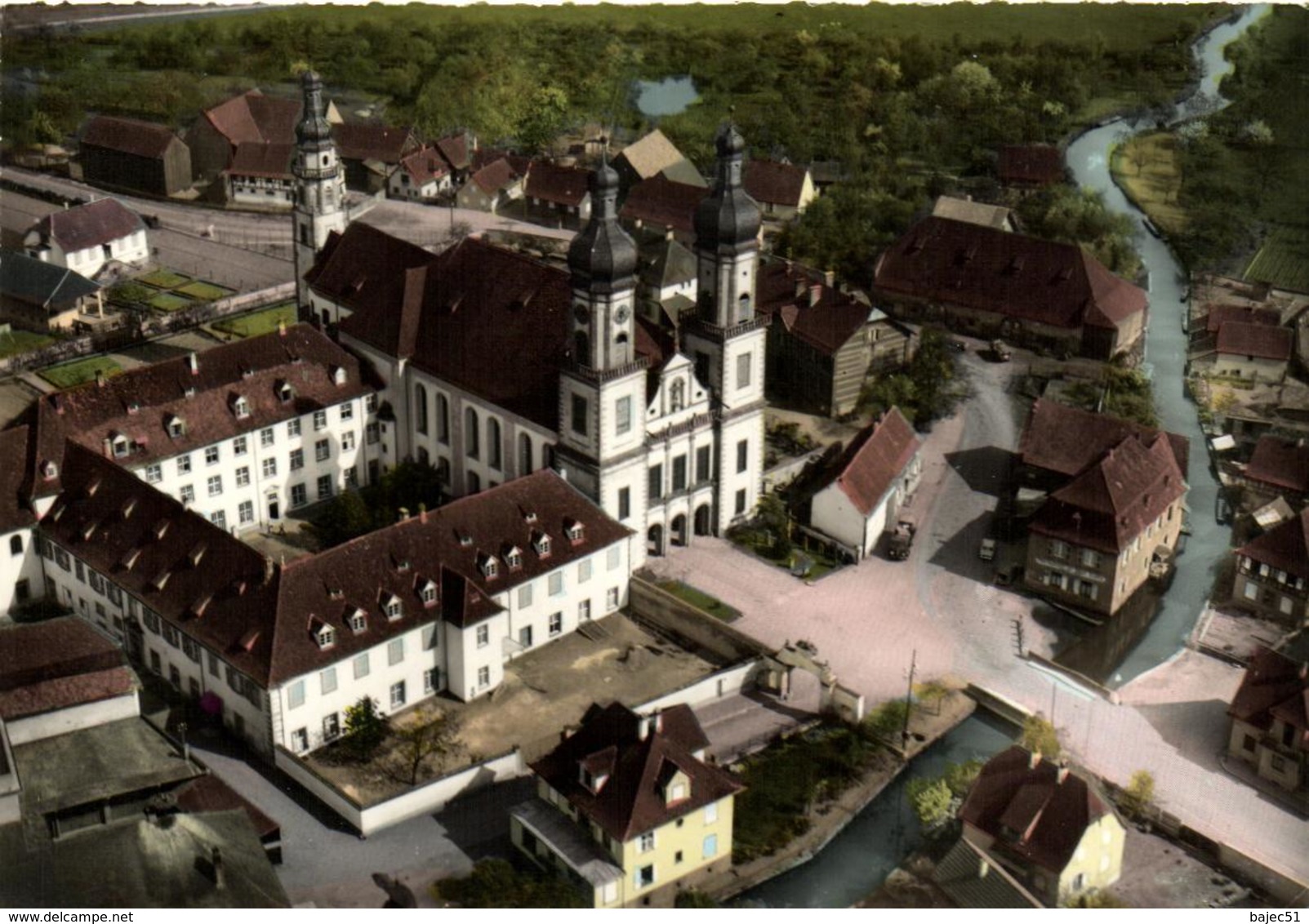 1 cpsm Ebersmunster - église Abbatiale et couvent - vue aérienne