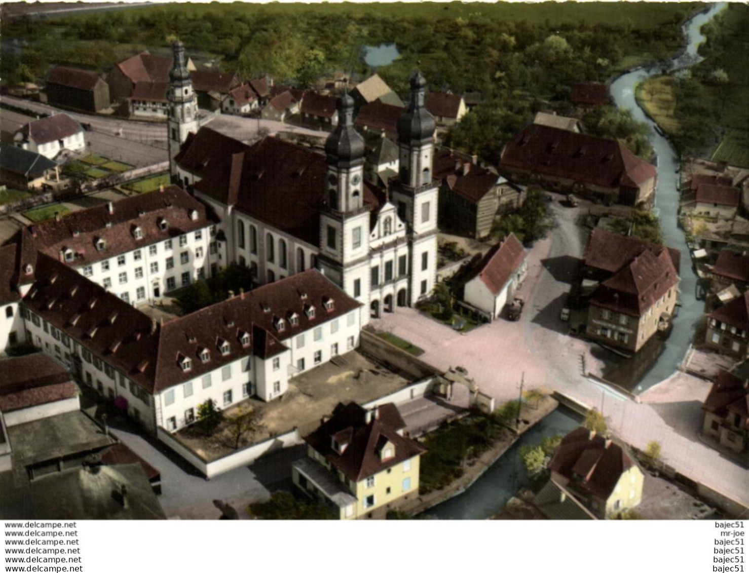 1 cpsm Ebersmunster - église Abbatiale et couvent - vue aérienne