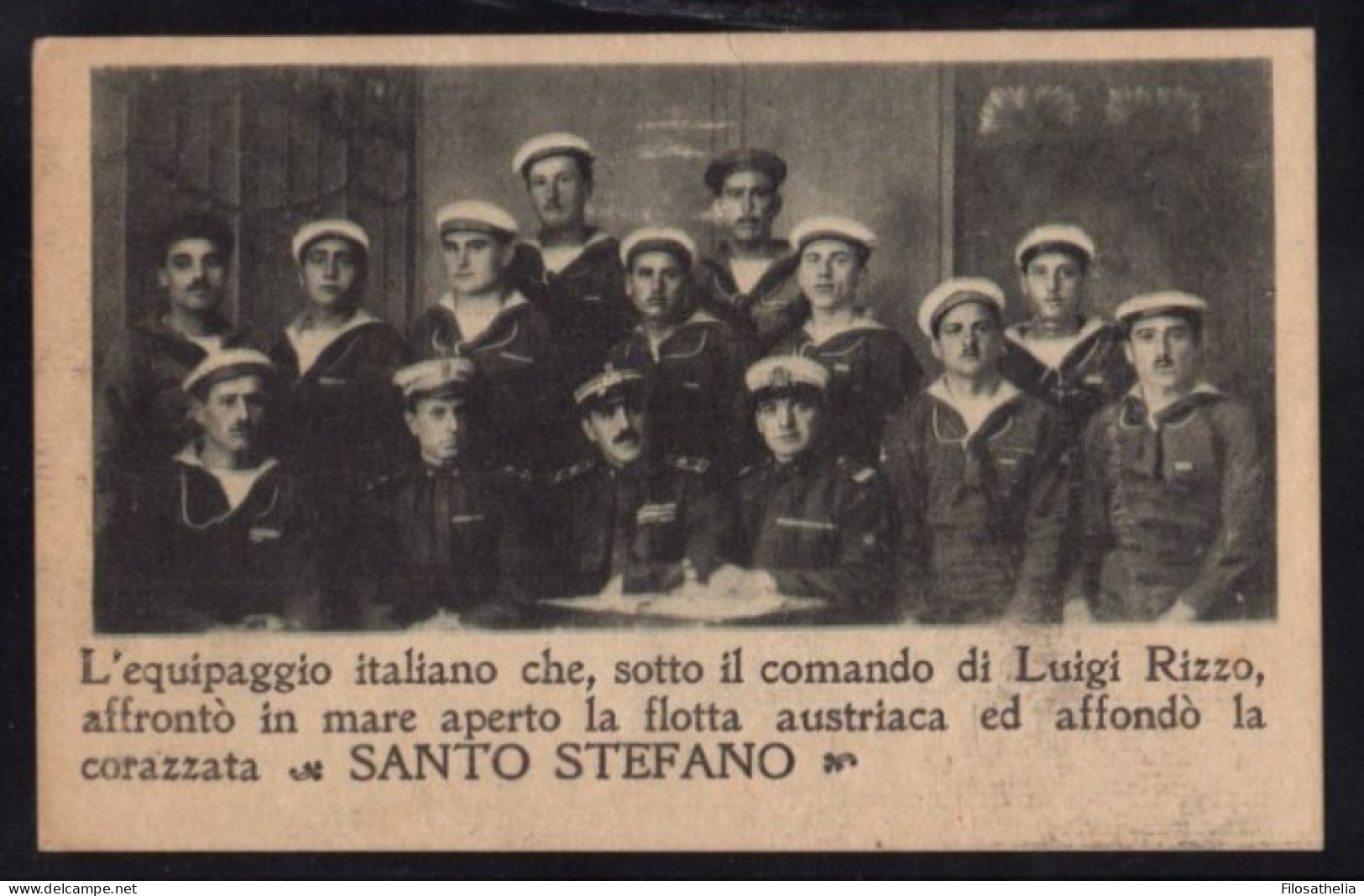1 Guerra Mondiale Cartolina Equipaggio Luigi Rizzo Santo Stefano impresa di Premuda