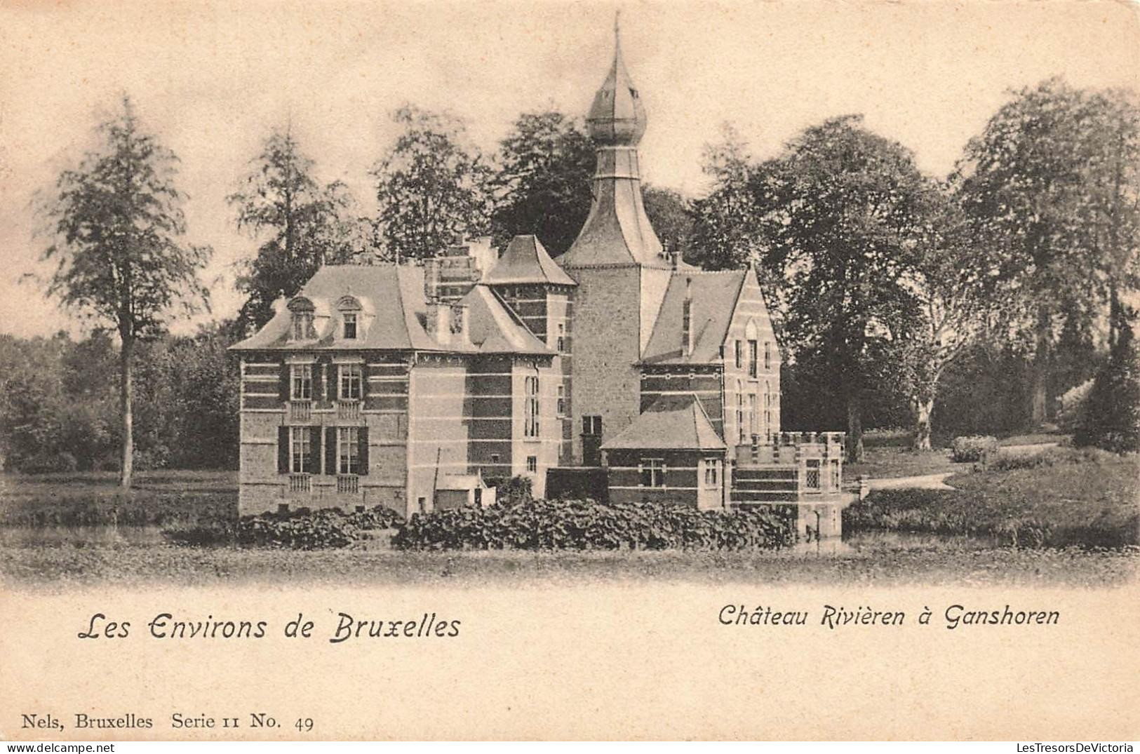 [-10%] BELGIQUE - Ganshoren - Château Rivièren - Environs de Bruxelles - Flèche - Etang - Ed Nels - Carte postale ancien