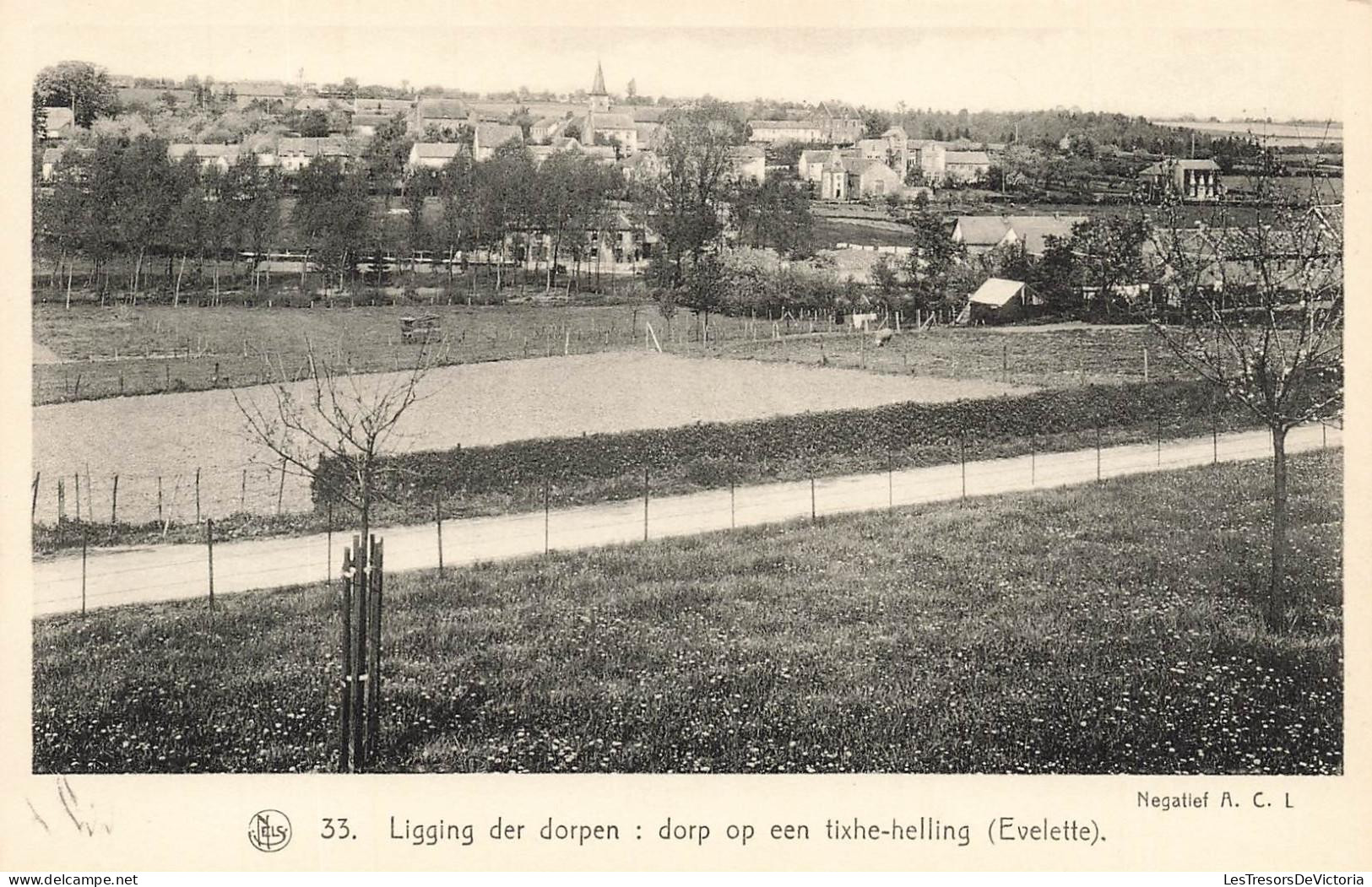[-10%] BELGIQUE - Ligging der dorpen : dorp op een tixhe helling (Evelette) - Carte Postale Ancienne