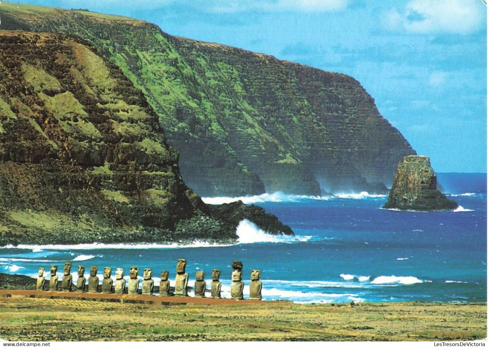 [-10%] CHILI - Rapa Nui Isla de Pascua - Hermosa vista de la caleta Hanga Hotuiti - Carte postale grand format moderne