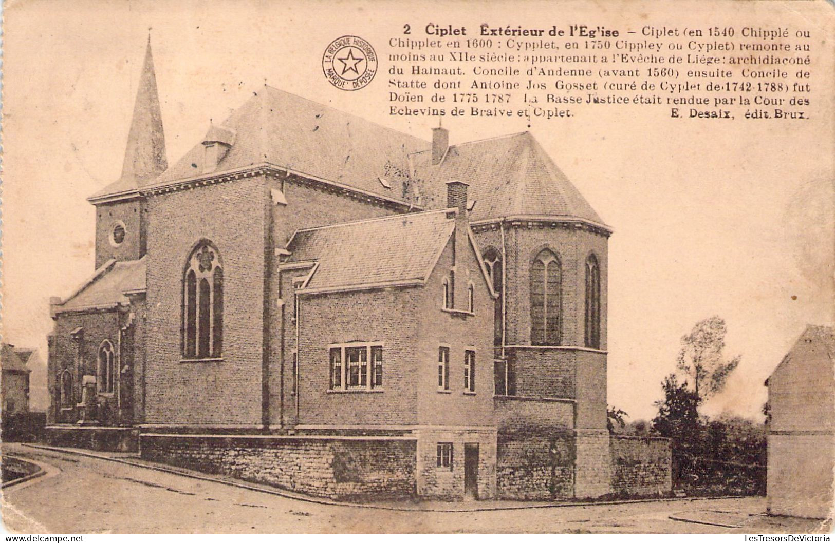 [-10%] CPA - BELGIQUE - BRAIVES - Ciplet - Extérieur de léglise - CARTE POSTALE ANCIENNE