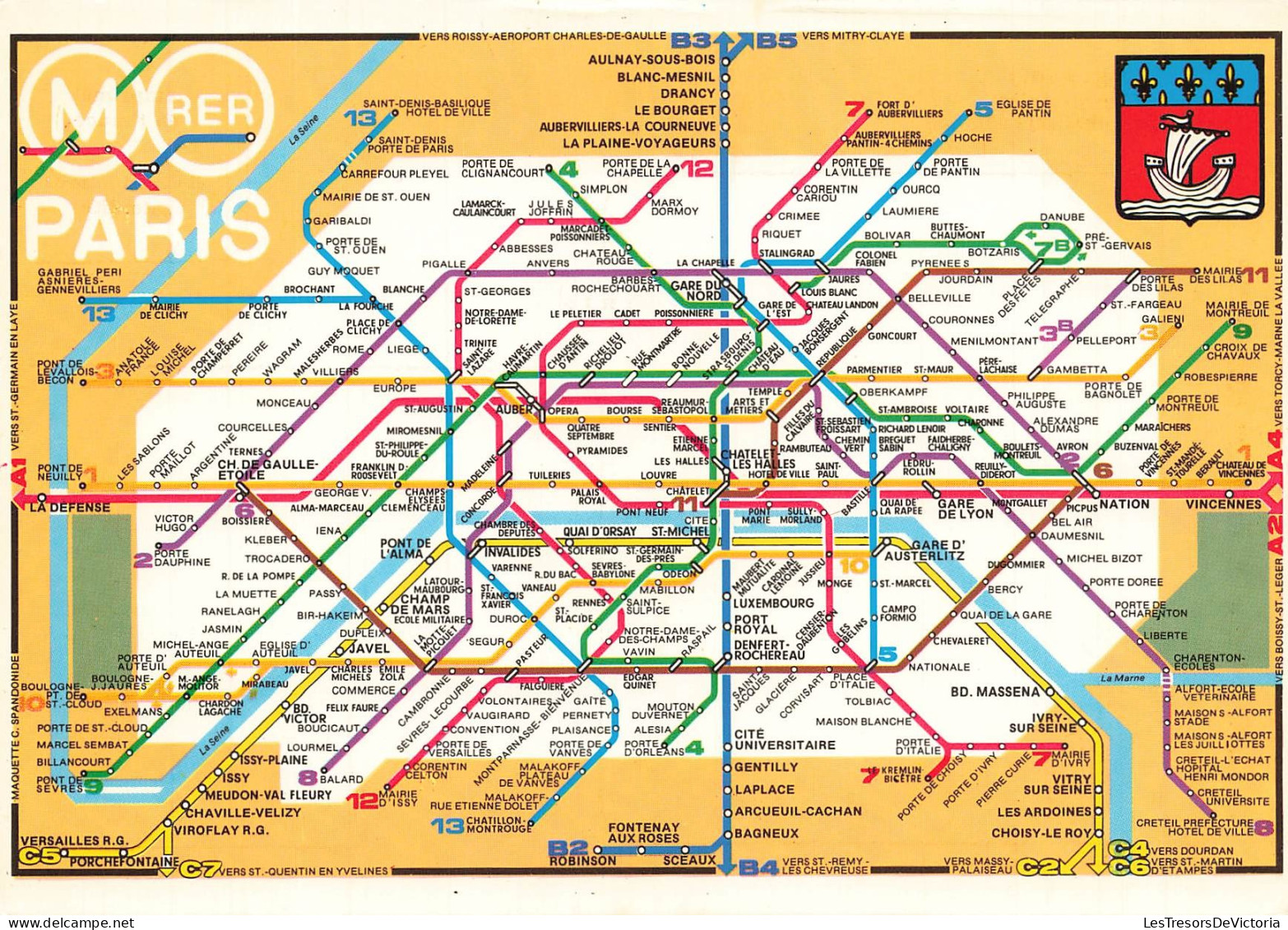 [-10%] FRANCE - Paris - Plan de métro - Carte de transport - Lignes de métro - Stations - RER - Réseau ferré - Carte pos
