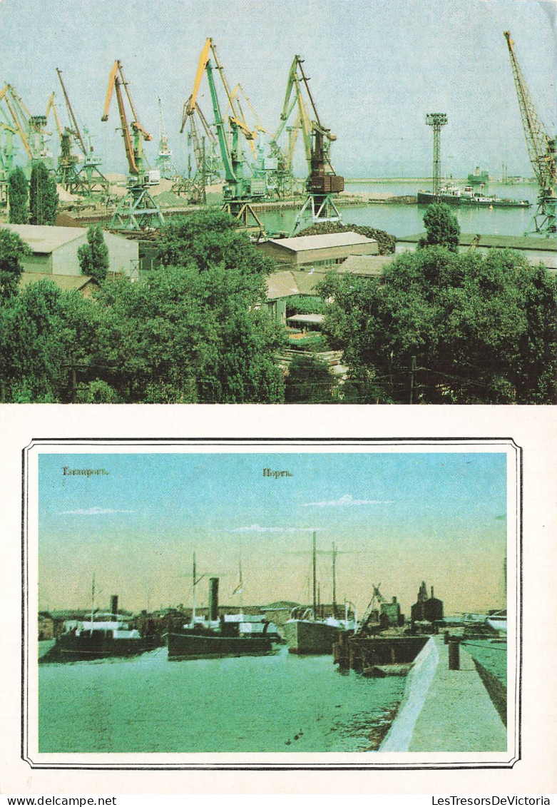 [-10%] RUSSIE - Taganrog - Port - Bateau - Transport maritime - Quai - Grue - Mer - Ville - 1989 - Carte postale