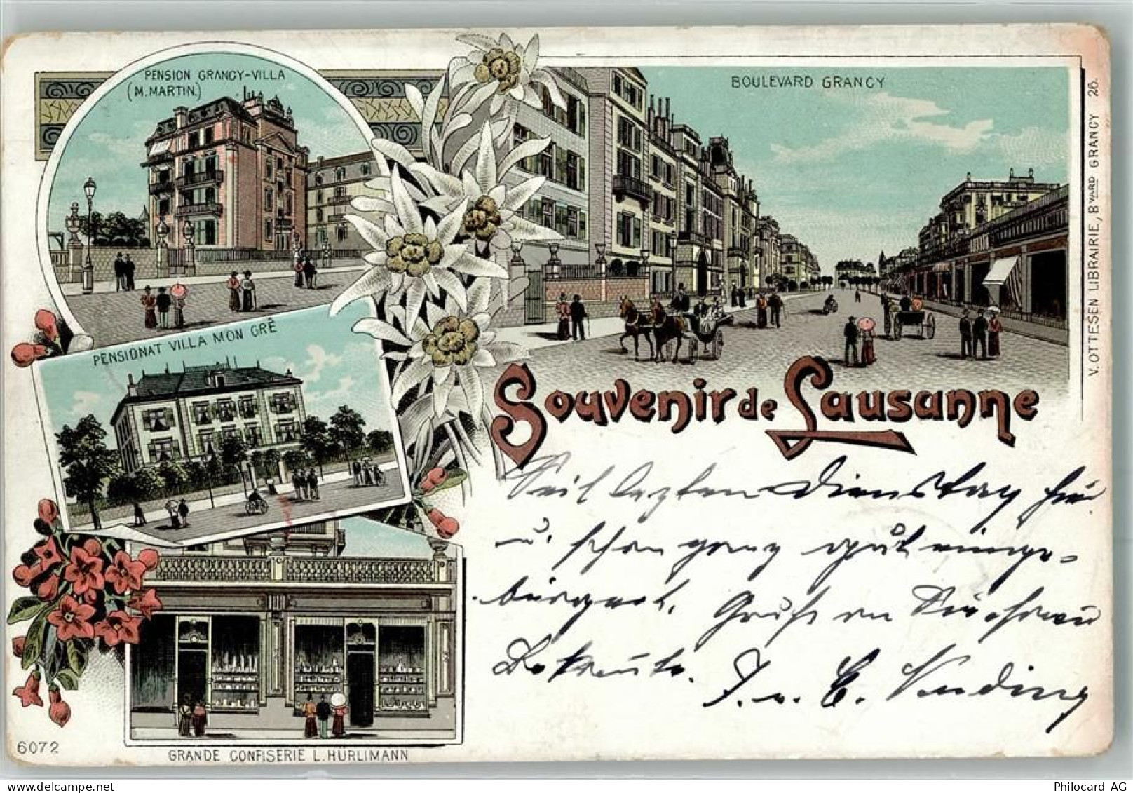 1000 Lausanne Losanna 1899 Lithographie P Grancy-Villa Boulevard Grancy ... - 13650950