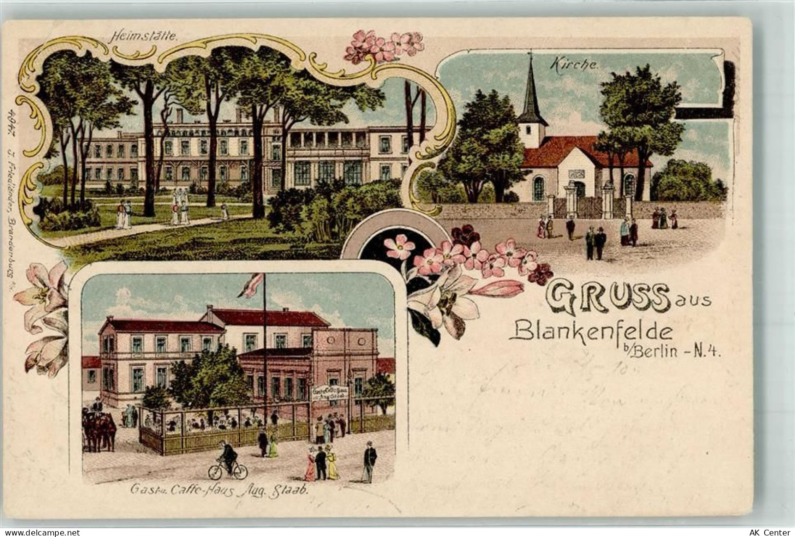10115 O1020 Blankenfelde 1910 Lithographie Heimstätte Kirche Gasthaus Ca... - 13635700