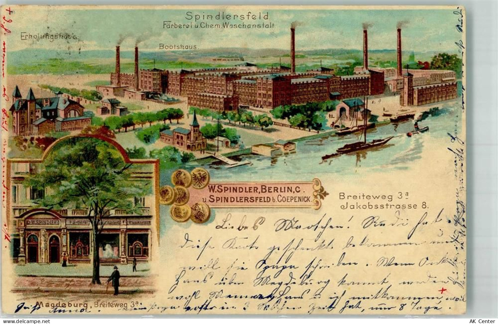 10115 O1199 Köpenick 1900 Lithographie Spindlersfeld Fäberei & Chem. Was... - 13640276