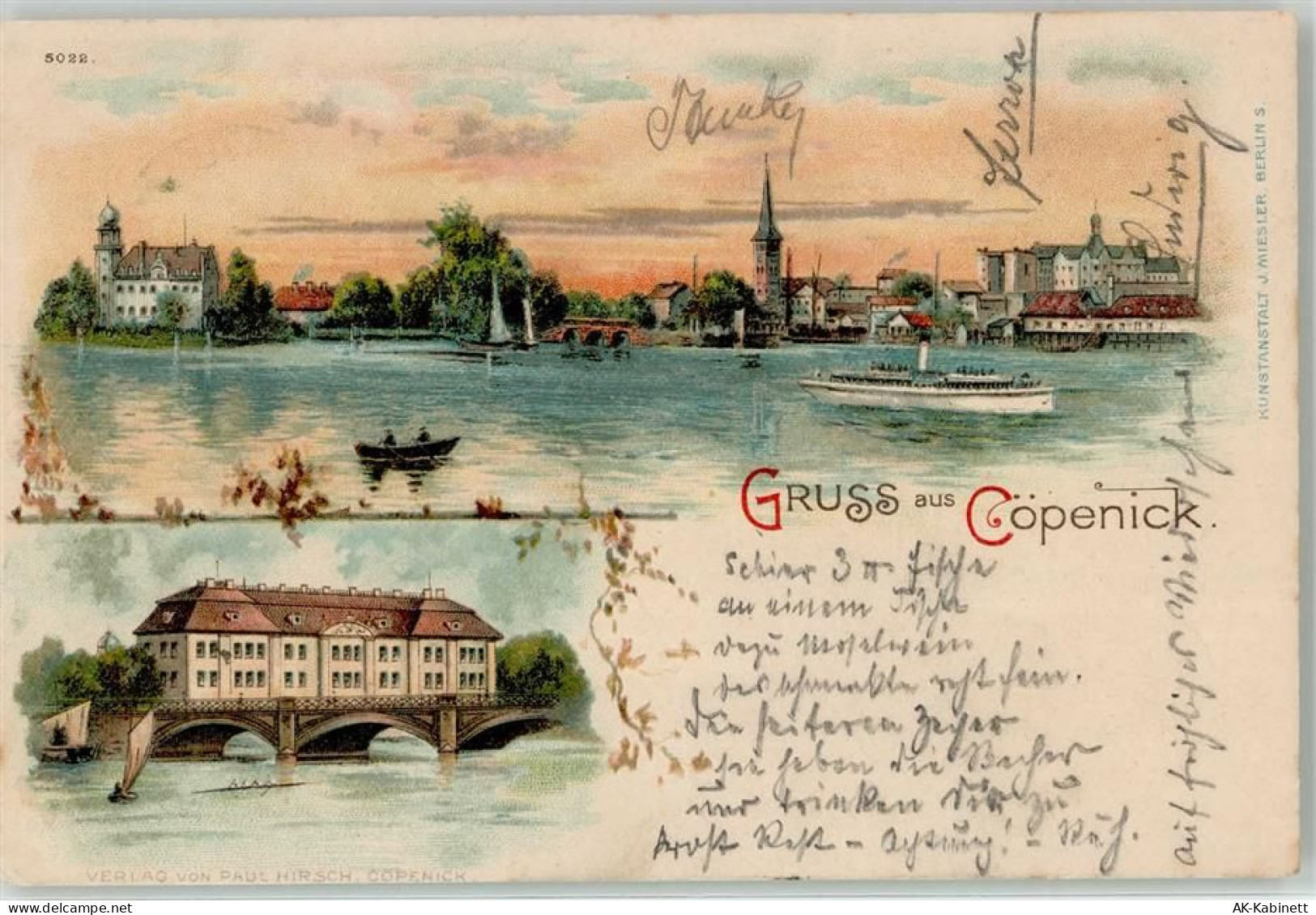10115 O1199 Köpenick 1901 Lithographie Dampfer Boot Brücke - 51916414