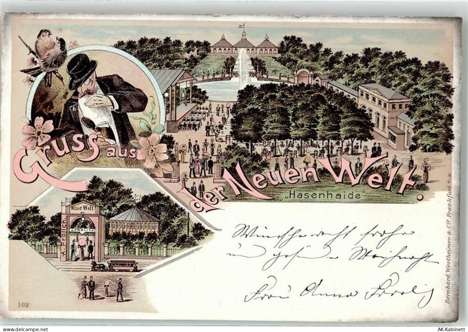 10115 W1000 Neukölln Lithographie Neue Welt A.Frölich Hasenheide Pferdes... - 51916096