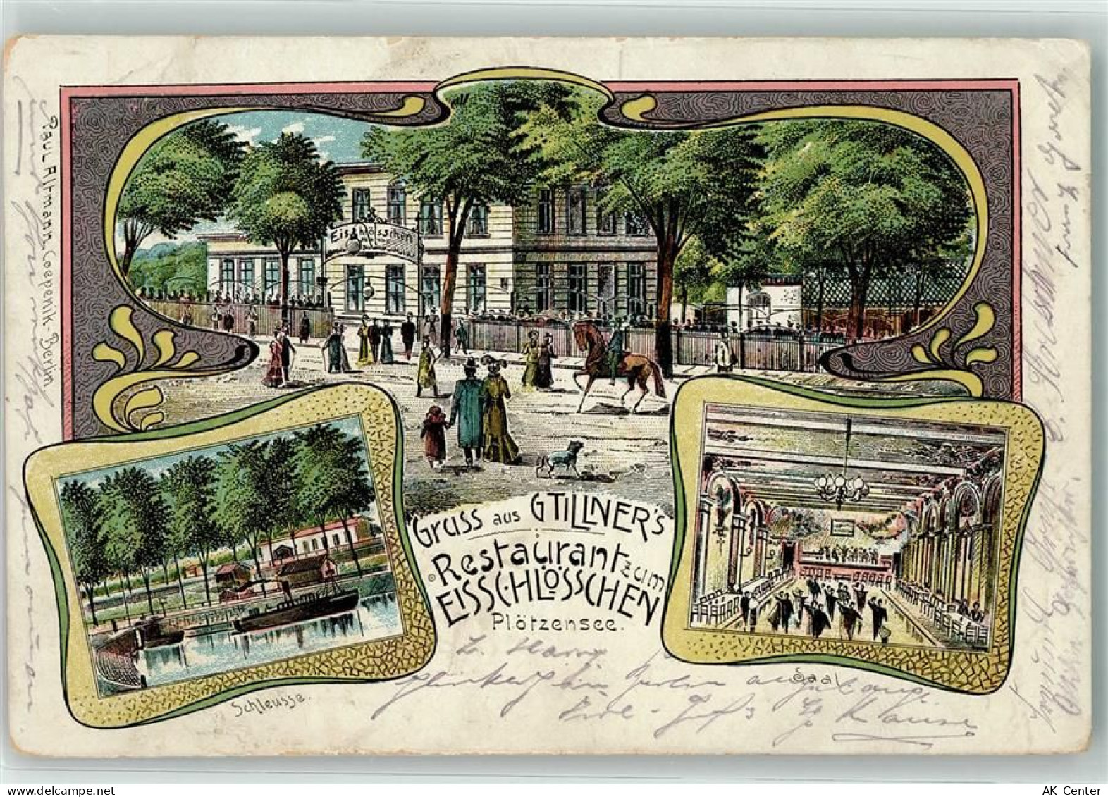 10115 W1000 Plötzensee 1909 Lithographie G. Tillners Gasthaus Zum Eissch... - 13608310