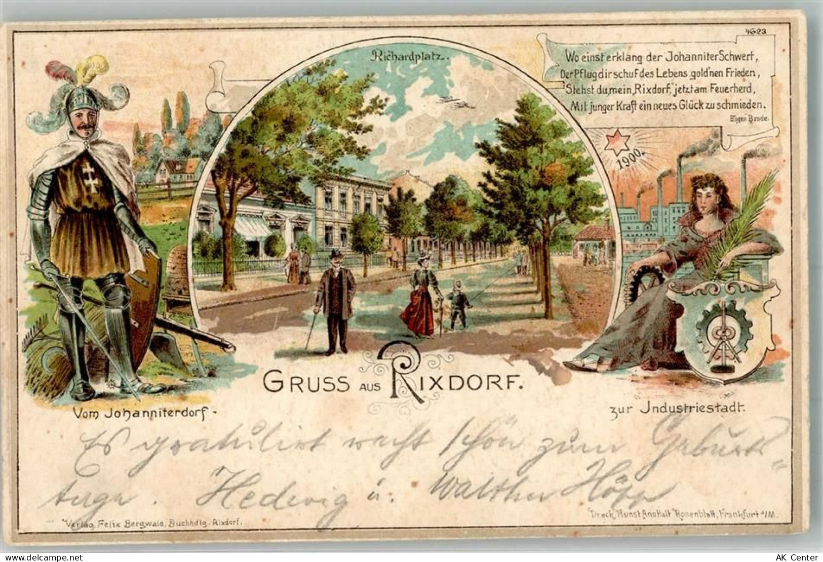 10115 W1000 Rixdorf 1900 Lithographie Ritter Vom Johanniterdorf zur Indu... - 13652293