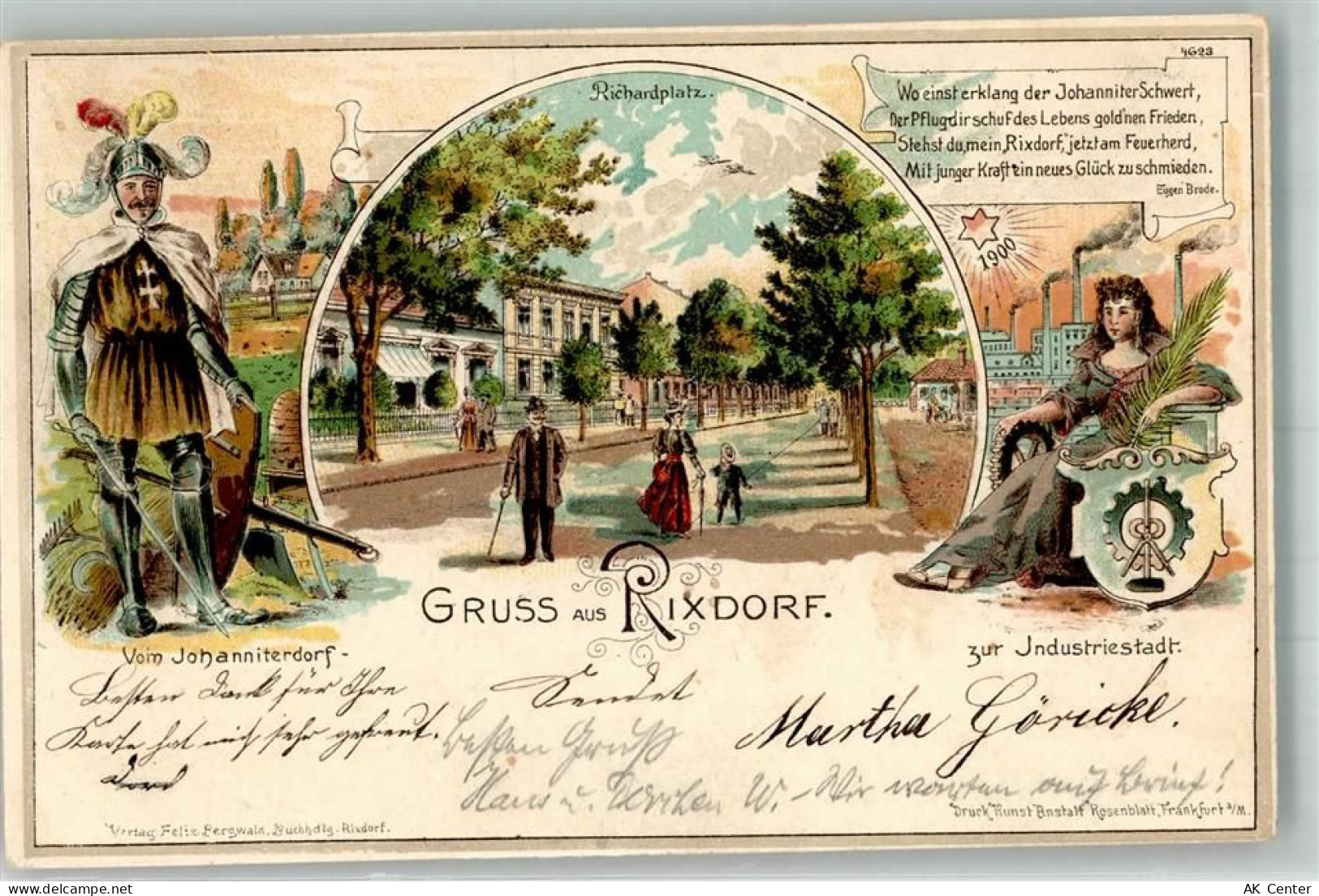 10115 W1000 Rixdorf 1900 Lithographie Ritter Vom Johanniterdorf zur Indu... - 13652294