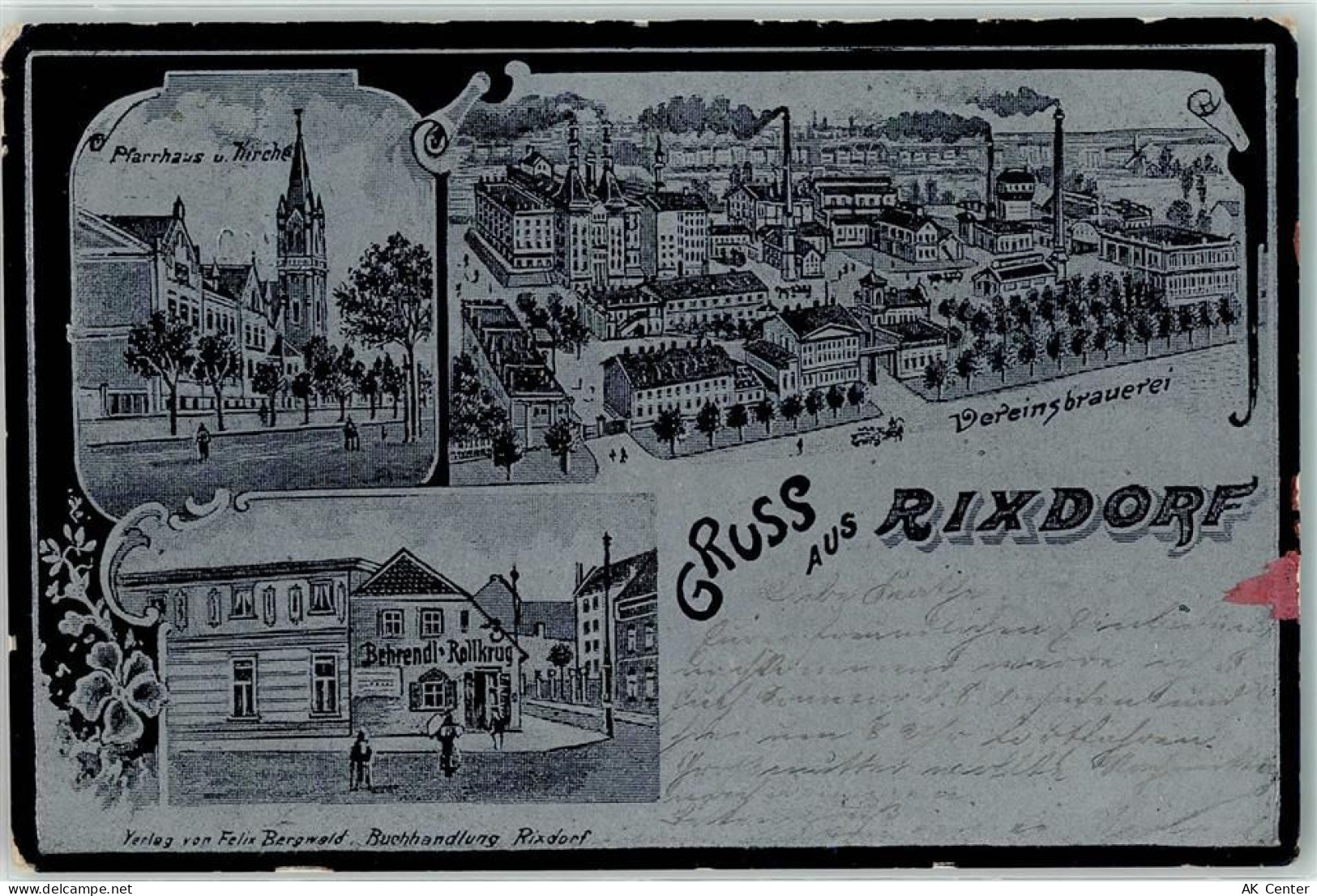 10115 W1000 Rixdorf 1900 - Vereinsbrauerei Pfarrhaus Kirche Geschäft Beh... - 13607797