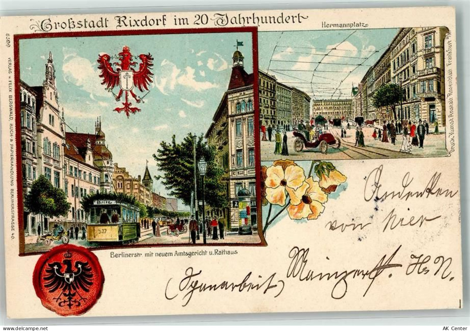 10115 W1000 Rixdorf 1903 Lithographie Stadt im 20. Jahrhundert Hermannpl... - 13635566