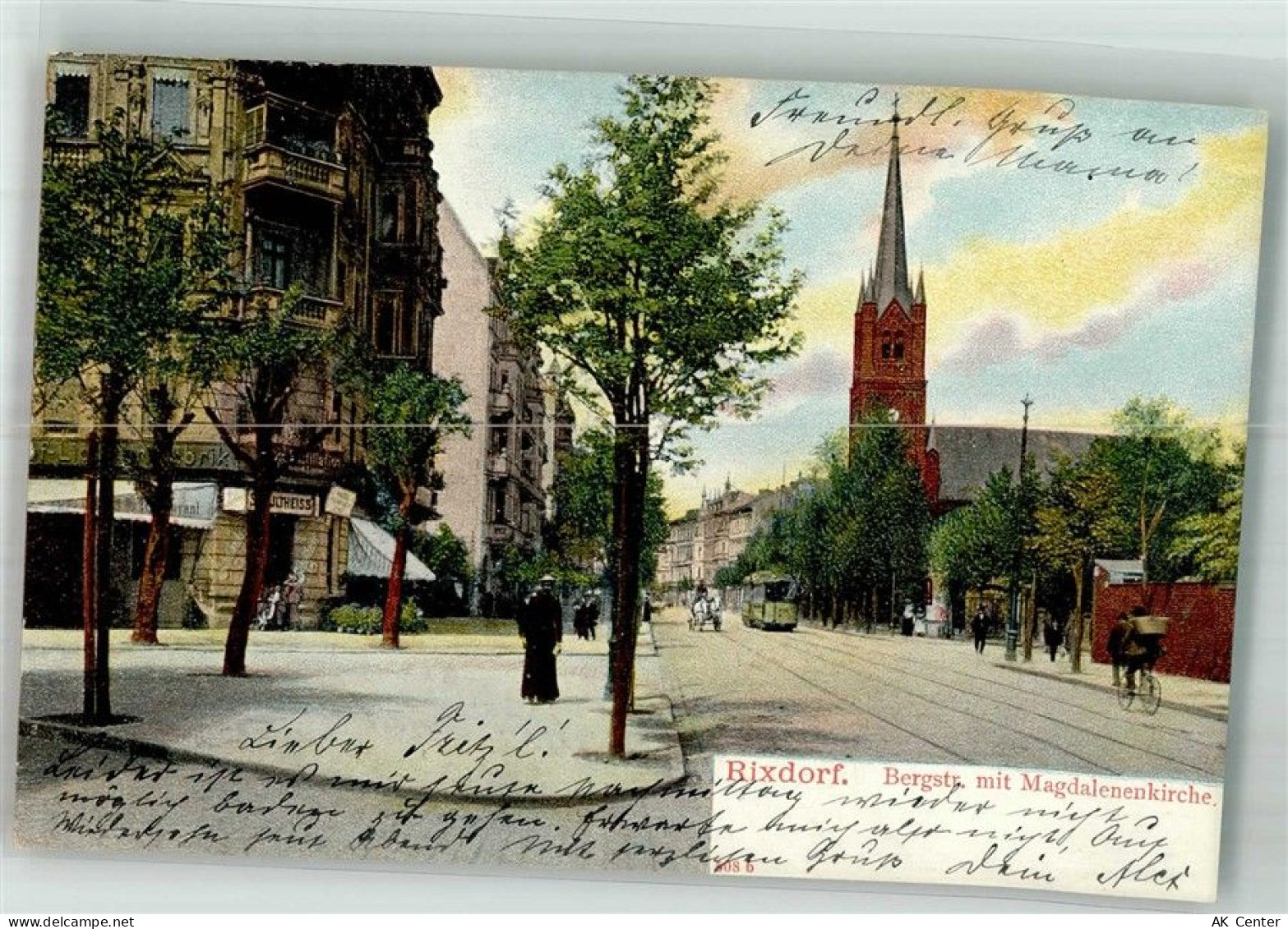 10115 W1000 Rixdorf 1904 - Bergstrasse Magdalenenkirche Strassenbahn - 13590520
