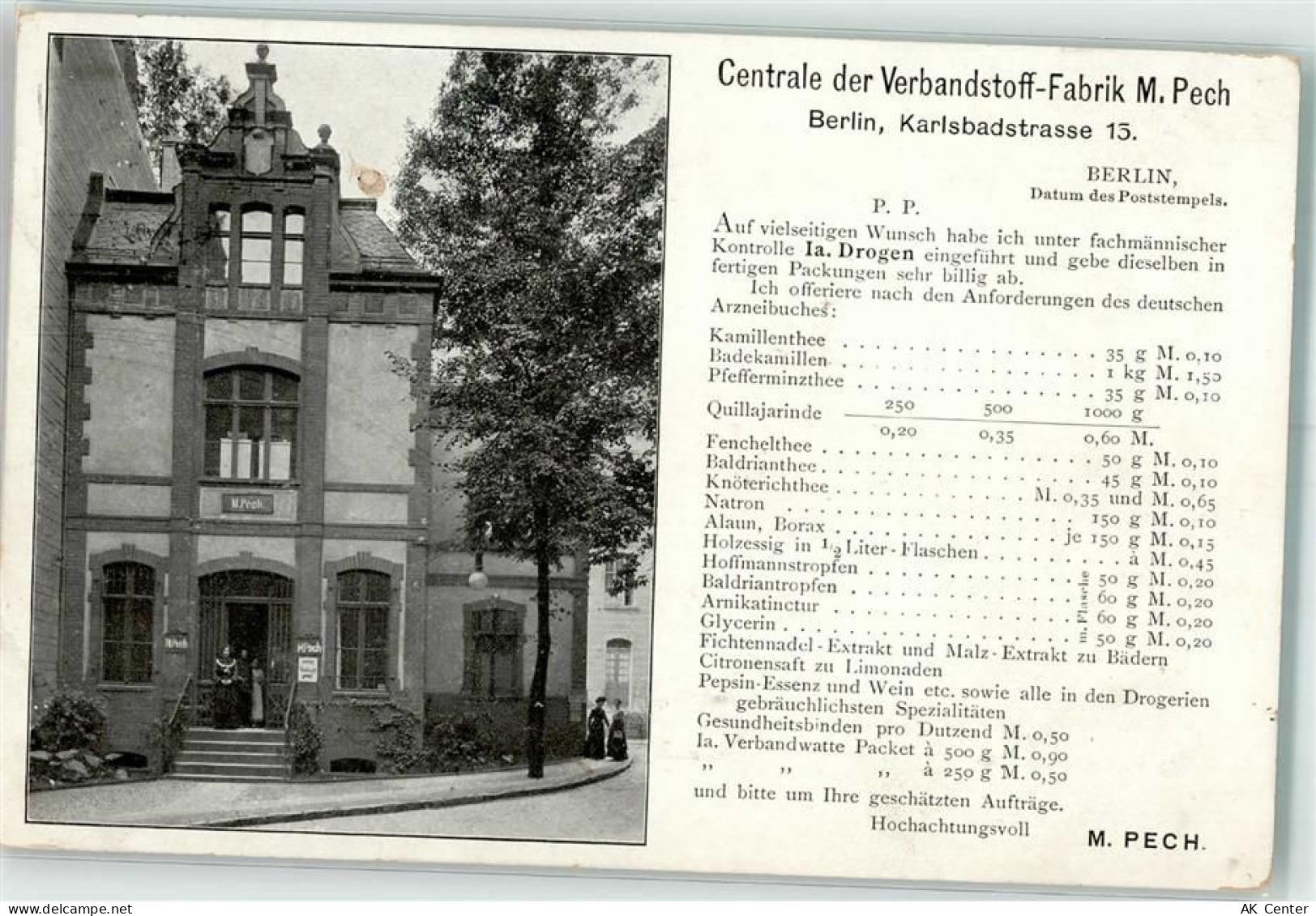 10115 W1000 Schmargendorf 1902 - Centrale der Verbandstoff Fabrik M. Pec... - 13631698