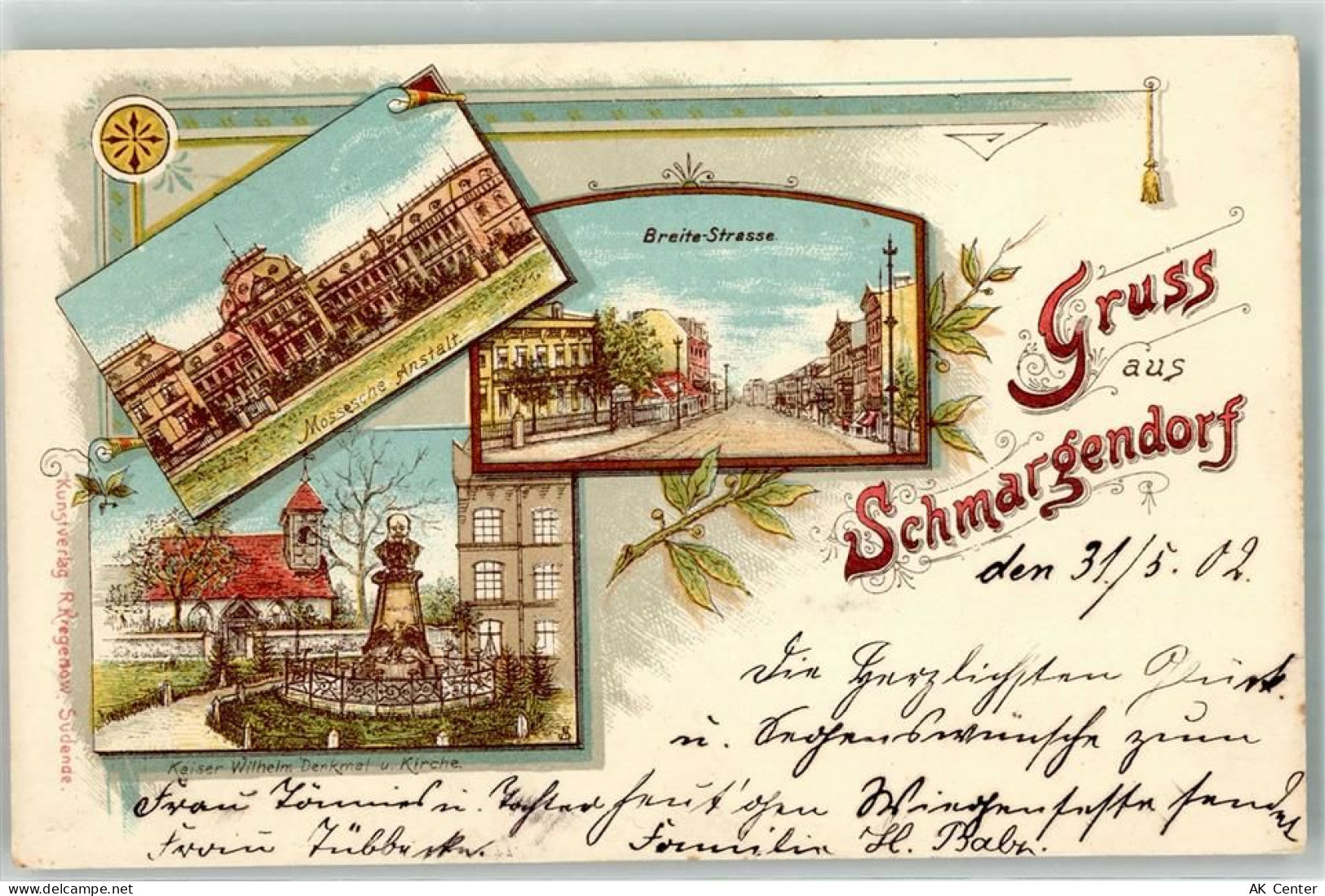 10115 W1000 Schmargendorf 1902 Lithographie Breite Straße Mossesche Anst... - 13635571