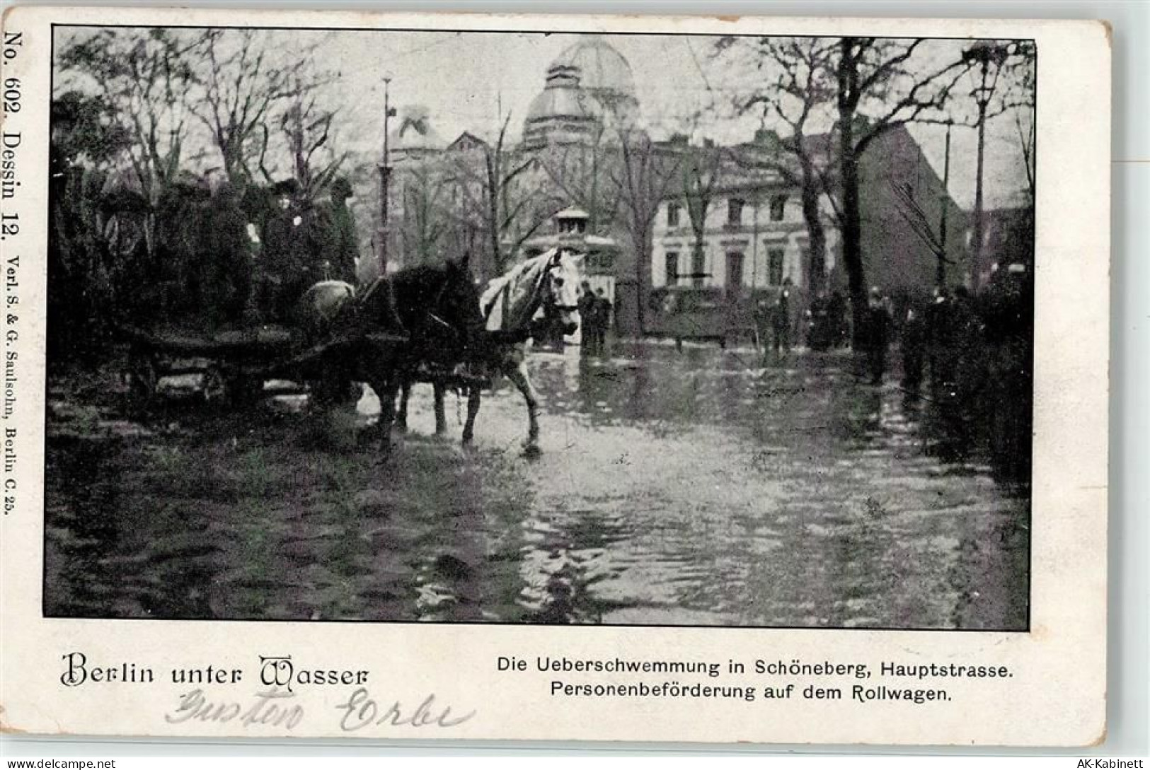 10115 W1000 Schöneberg 1902 - Hochwasser Hauptstraße Pferdewagen Persone... - 52095977