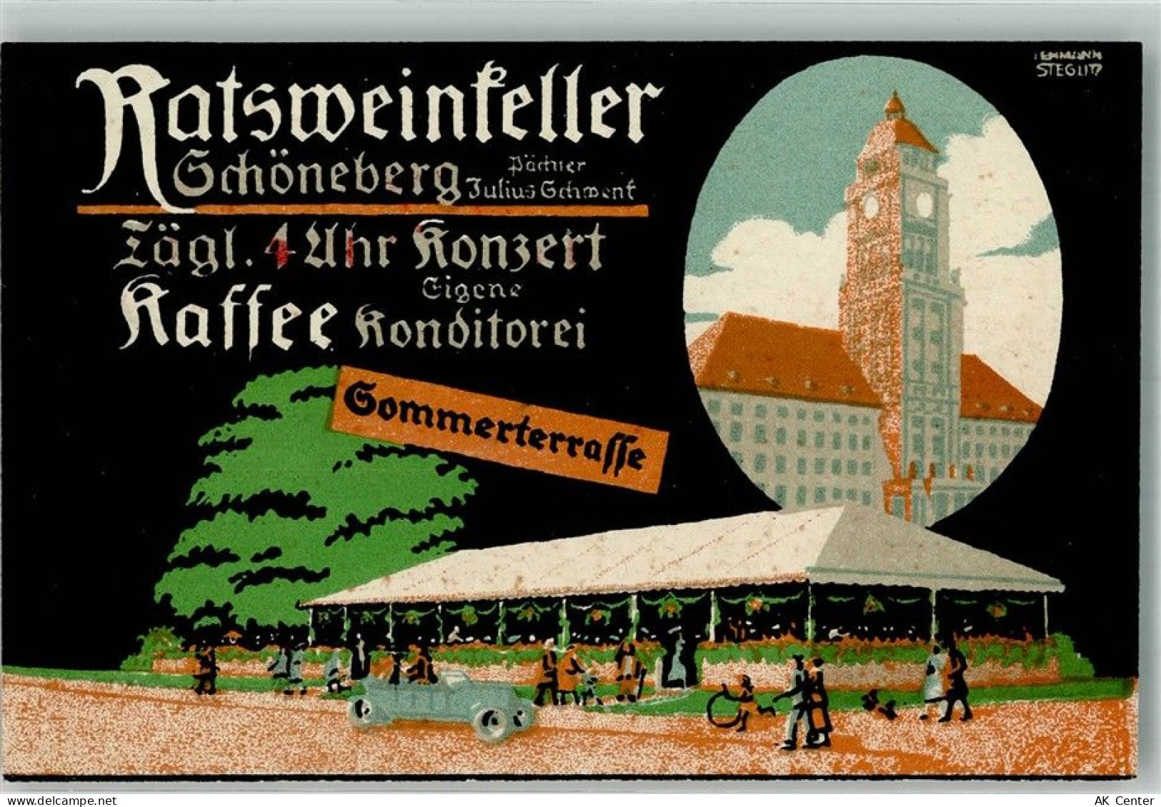 10115 W1000 Schöneberg Lithographie / Künstlerkarte Gasthaus Ratsweinkel... - 13671341