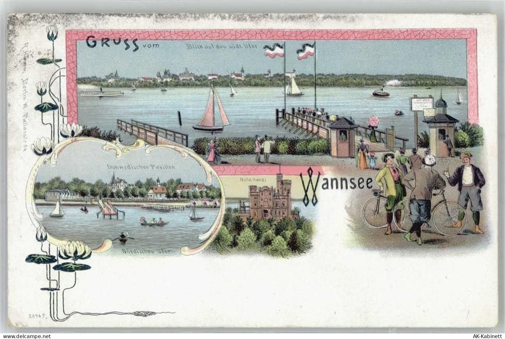 10115 W1000 Wannsee Lithographie / Künstlerkarte Gruß aus Wannsee - 51531264