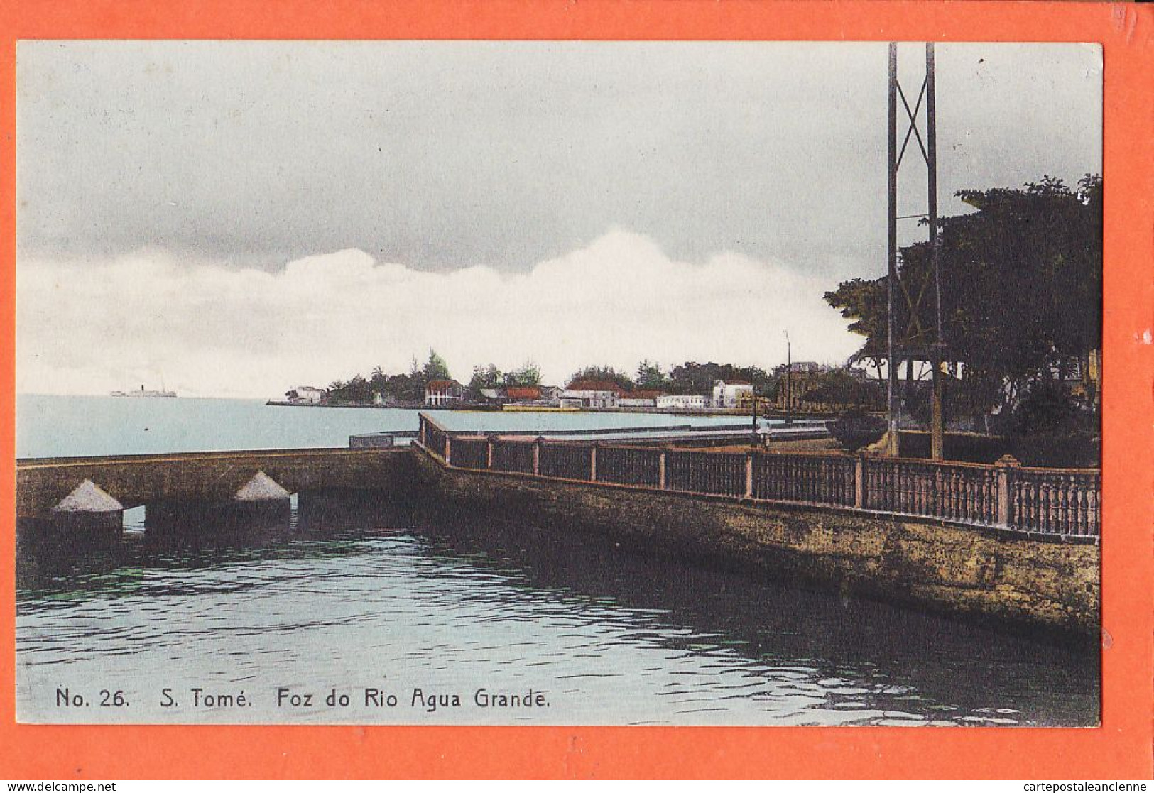 10526 /  ◉  ️ Incomum SÃO TOME e PRINCIPE Ex-colônias Portuguesas Foz do Rio AGUA GRANDE 1910s Edição ELITE 26
