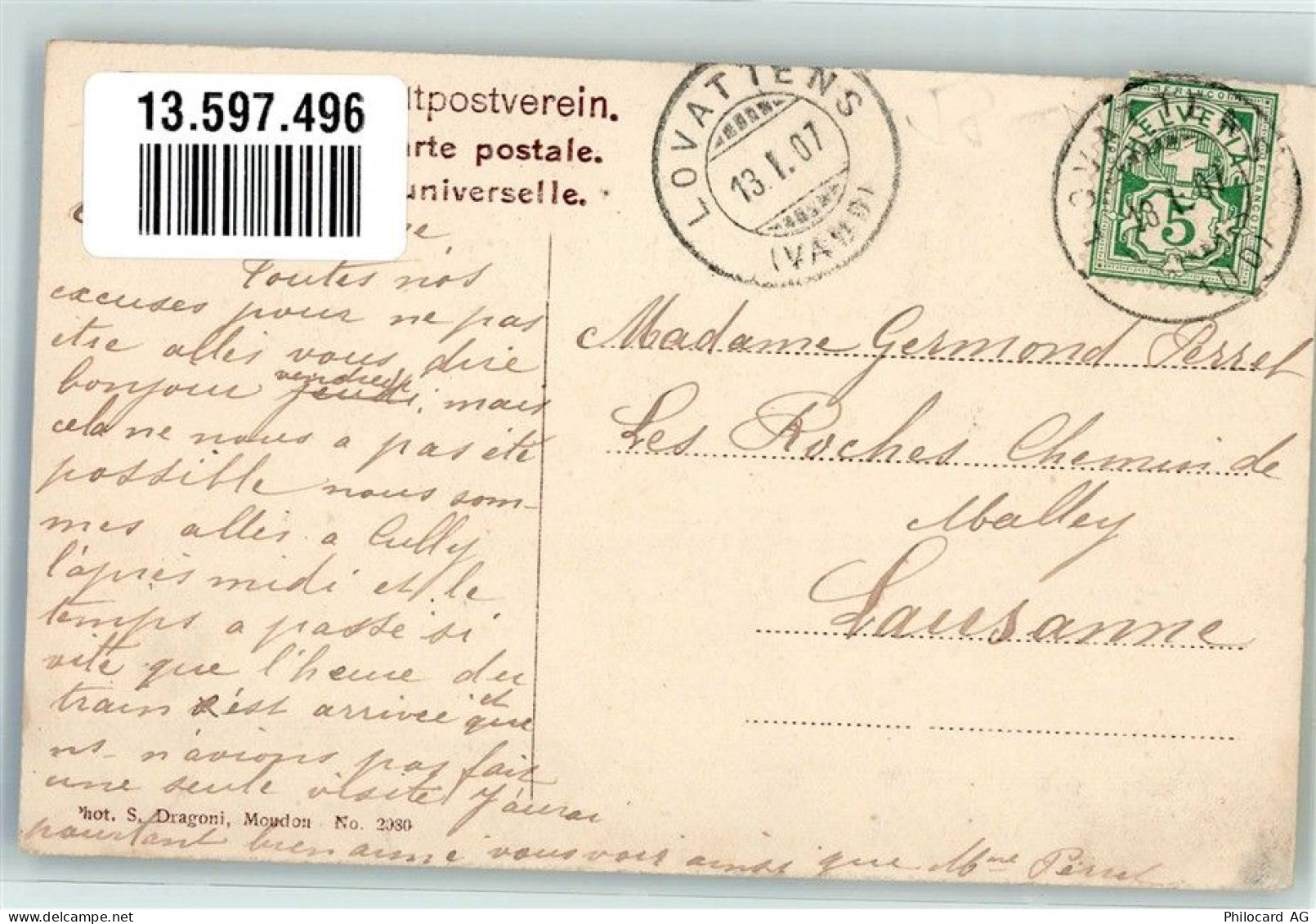 1062 Sottens 1907 Foto AK - 13597496