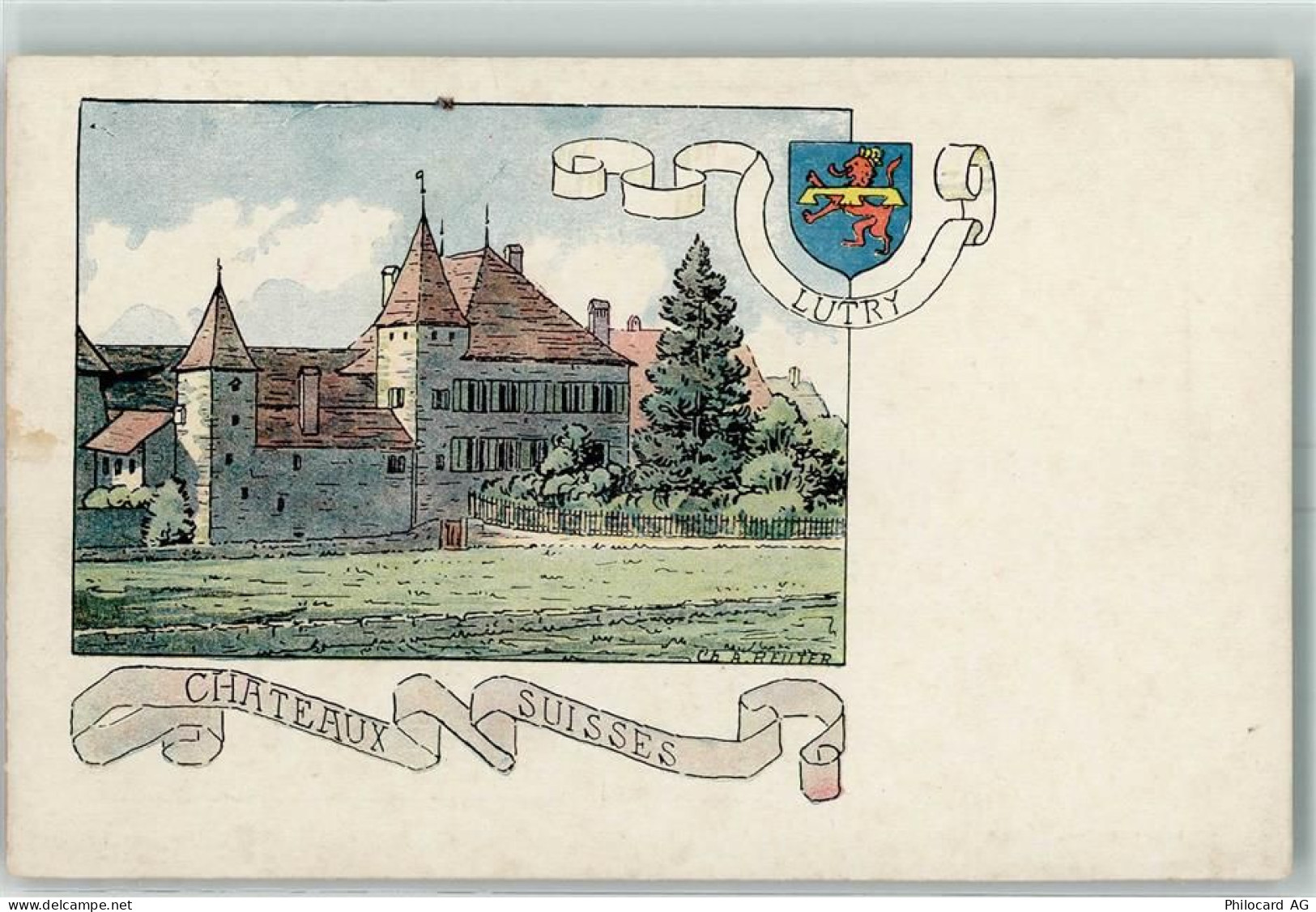 1095 Lutry Künstlerkarte Chateaux sign Reuter Serie 302 - 13173141