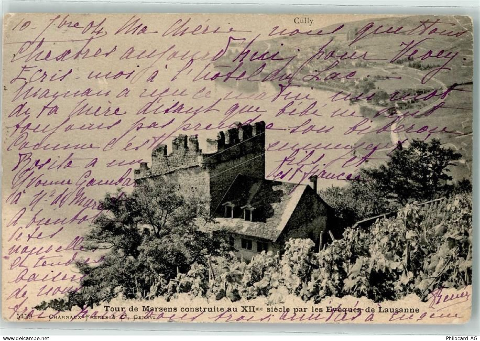 1096 Cully Treytorrens Lavaux 1904 Gebrauchsspuren Tour de Marsens - 10589141