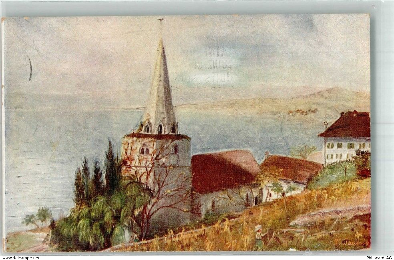 1096 Villette Lavaux 1929 Künstlerkarte Kirche de Villets - 38212196